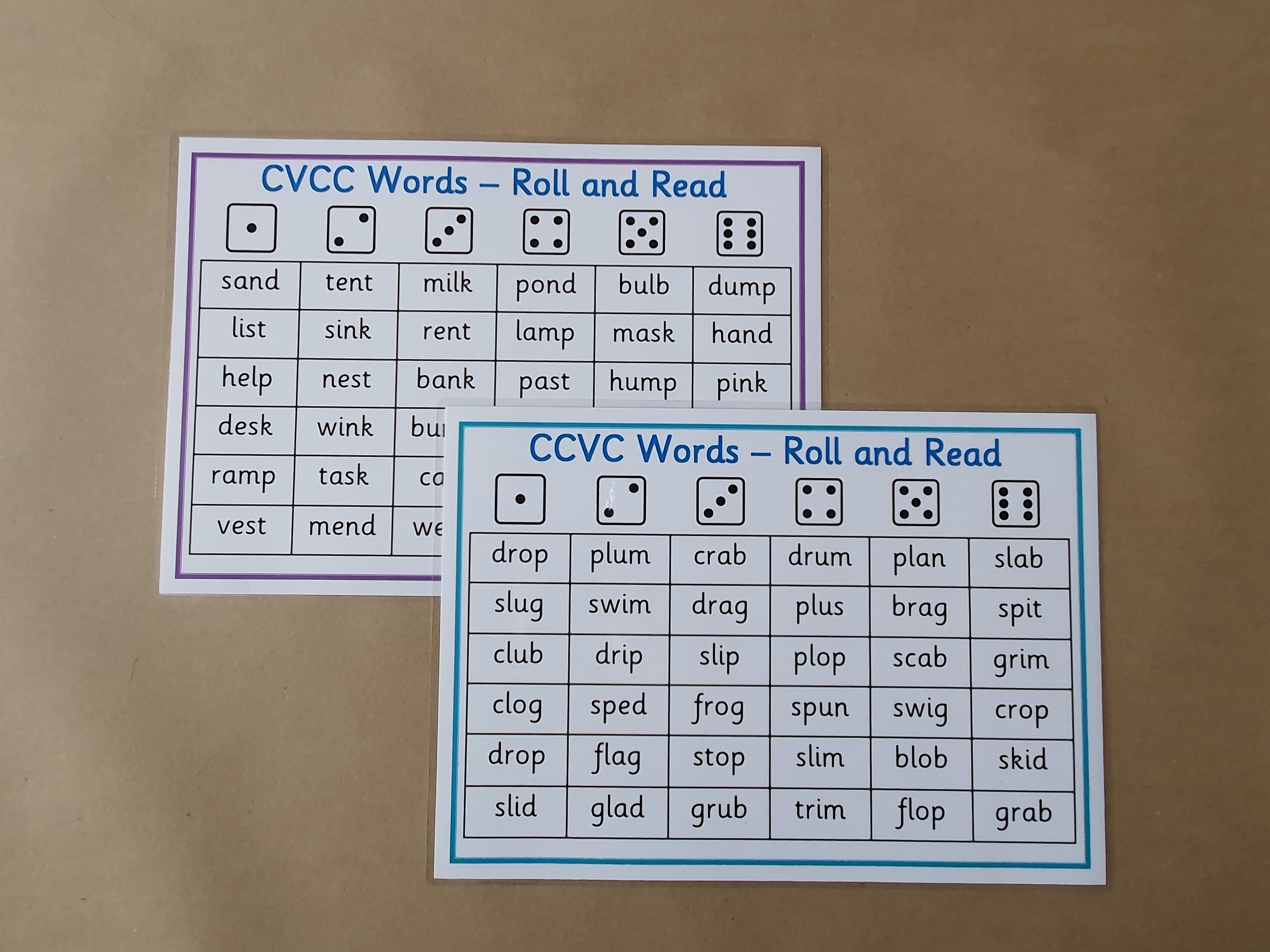 CCVC words, 4 letter words, Roll and read Game 