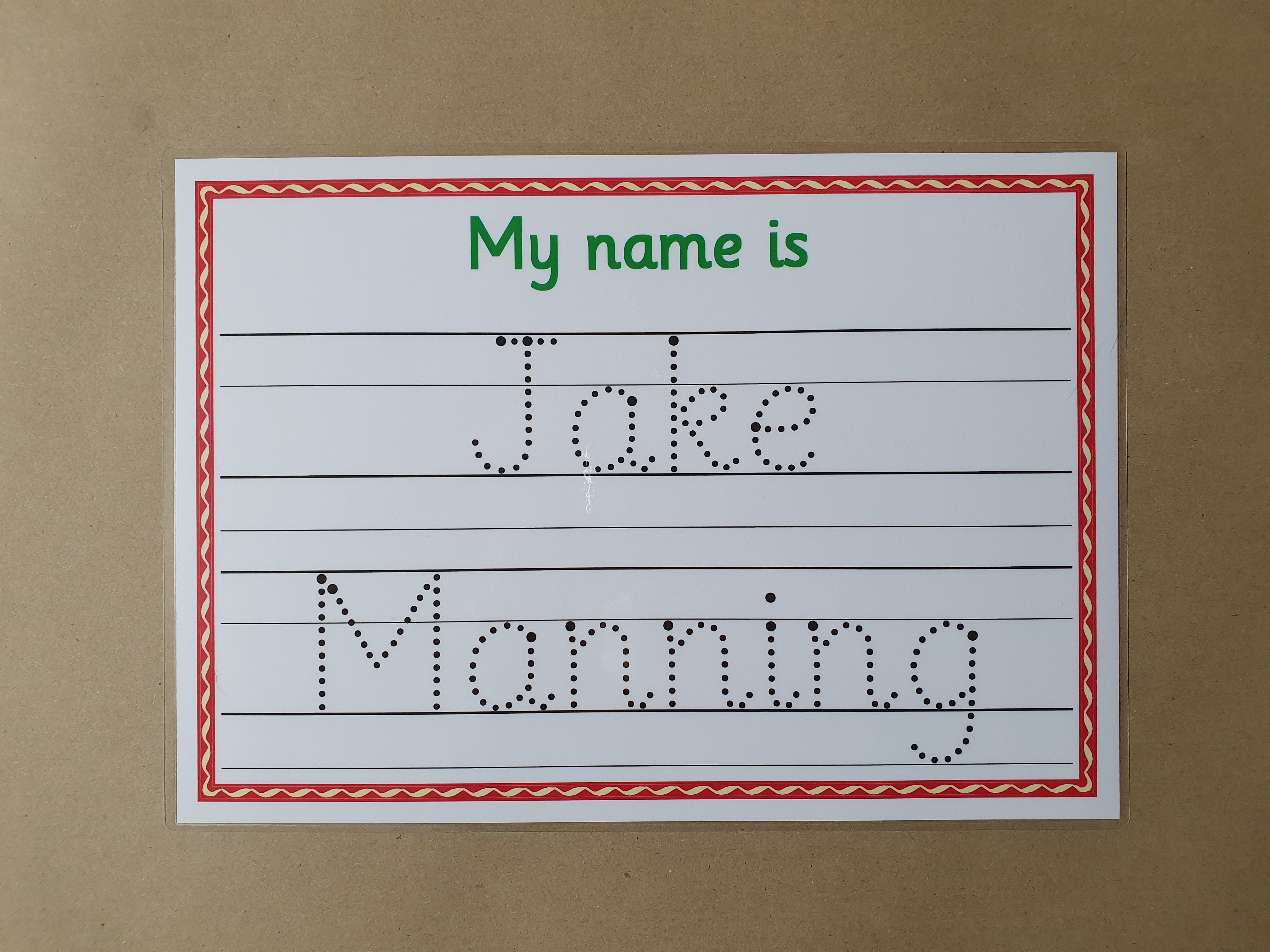 Personalised Name Card, capital letters, lower case letters  - with line