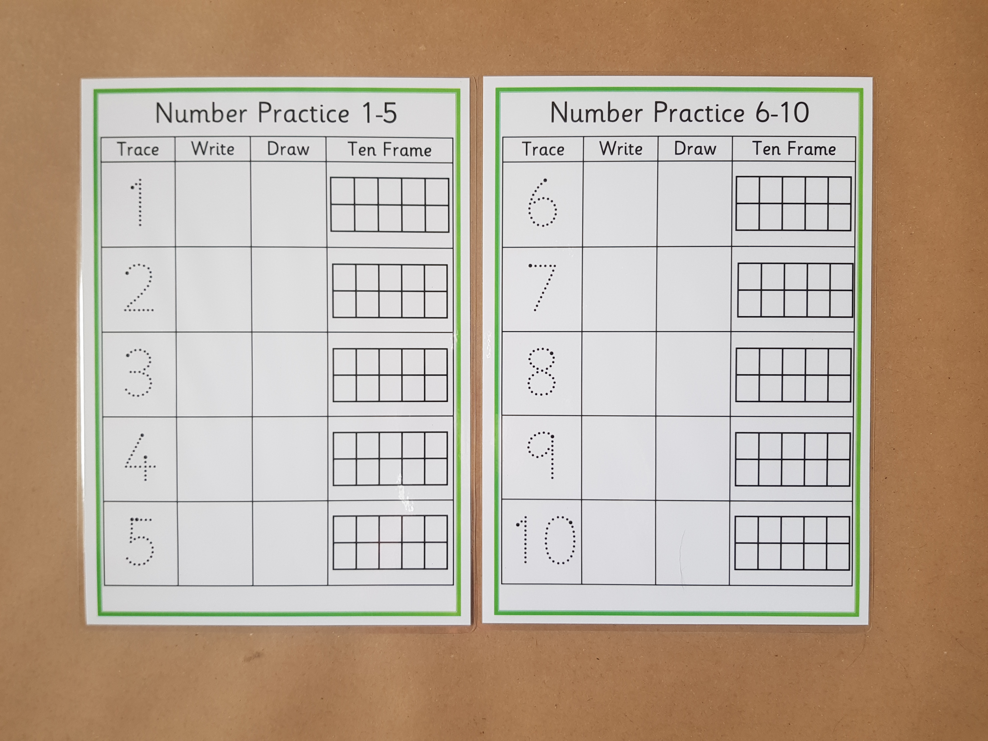 Number Practice 1-10 - reusable worksheet 