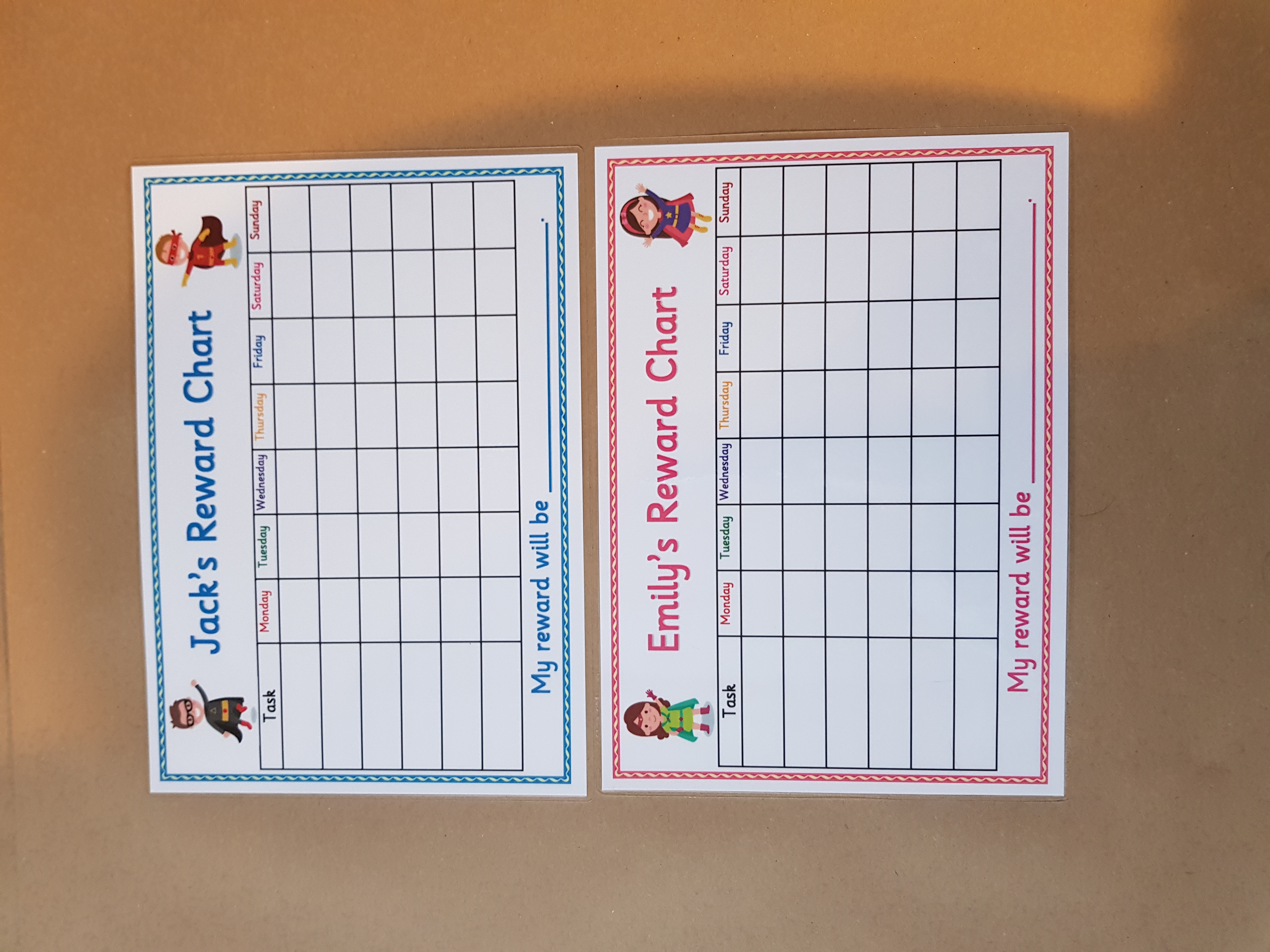 Personalised Reward Charts and dry wipe pen - superhero design