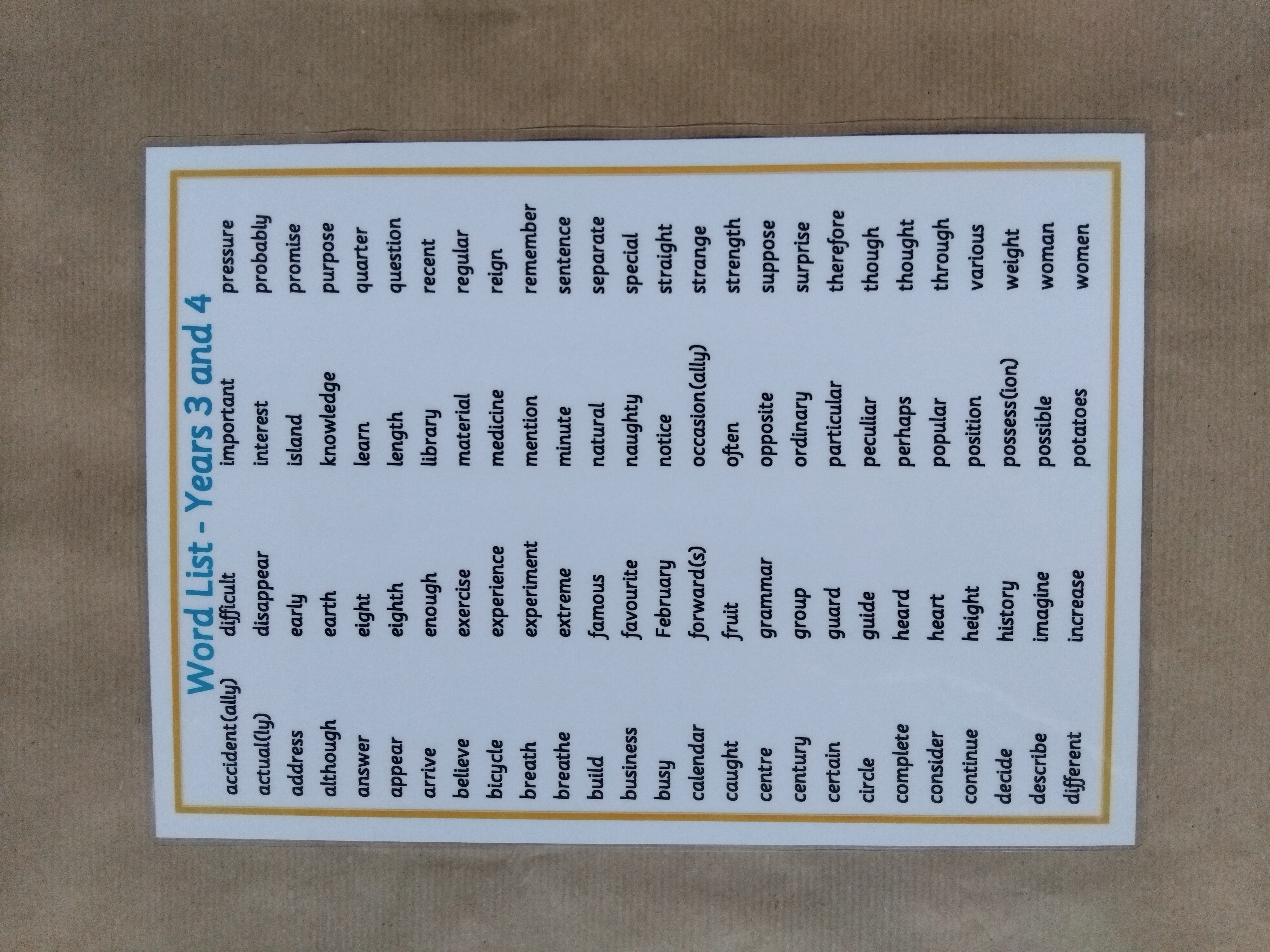 Years 3 and 4 Word mat - KS2 Literacy Teaching Resource 