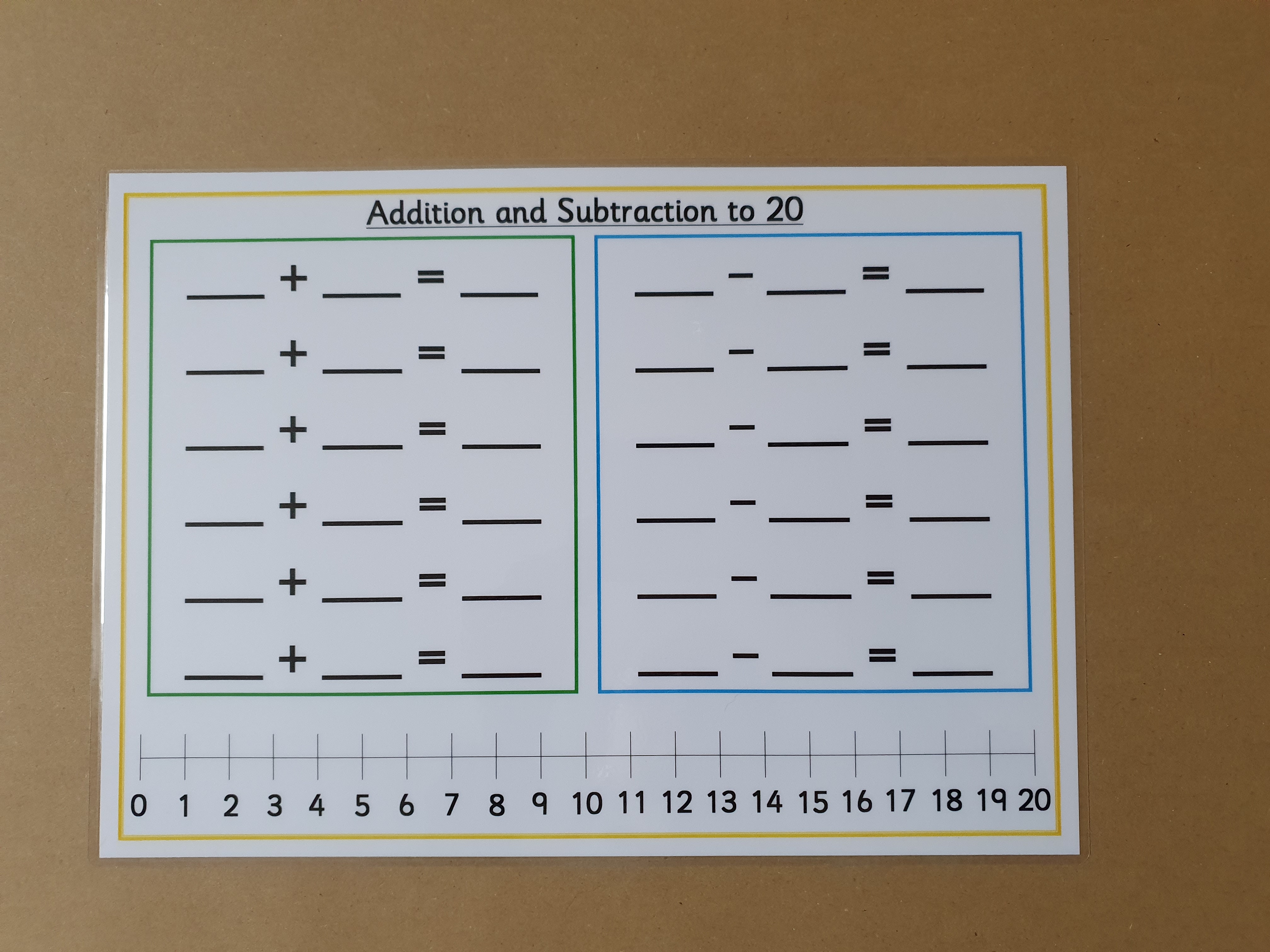 Addition and subtraction to 20 - blank worksheet