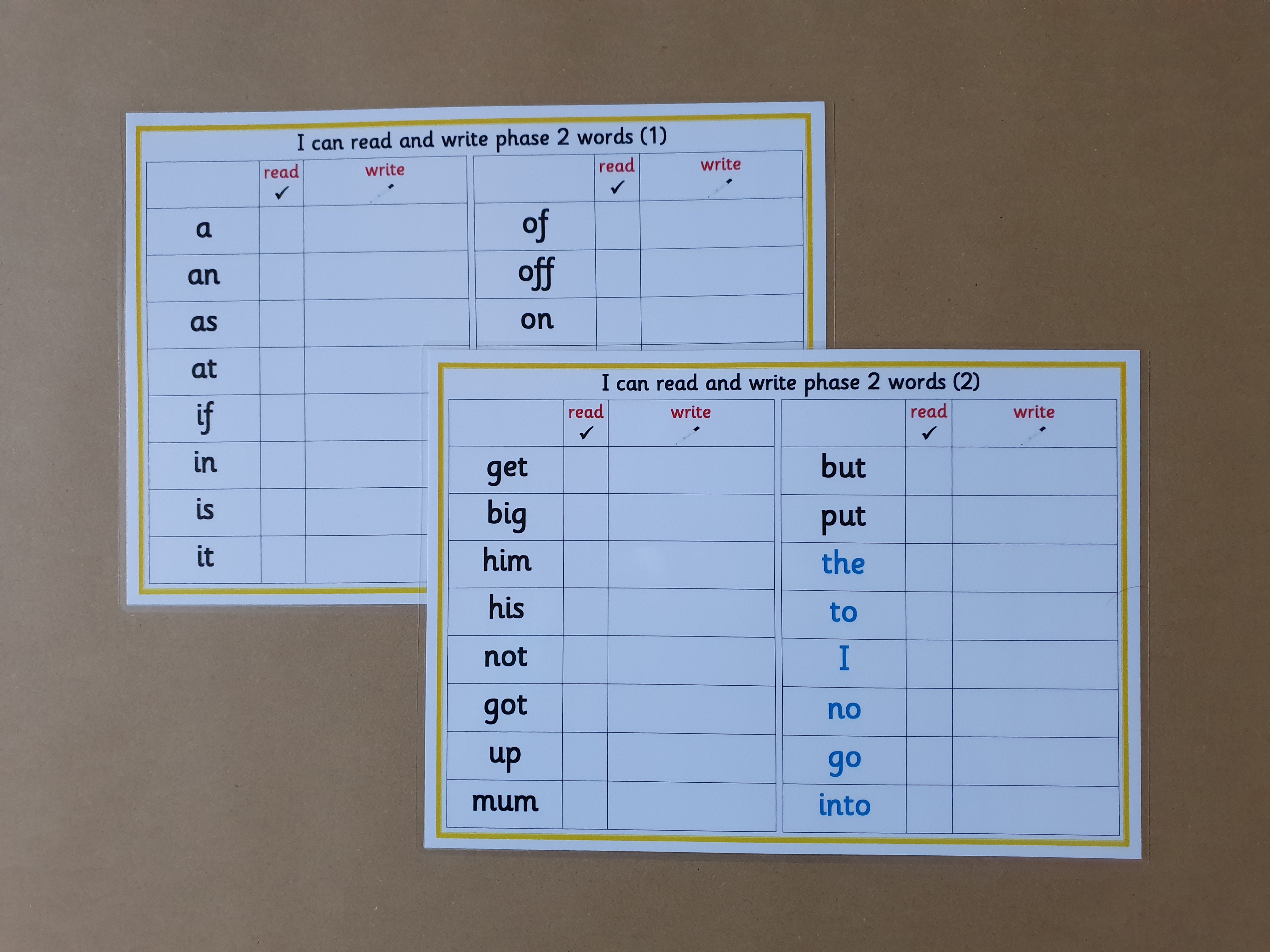 I can read and write high frequency words - phase 2 -5