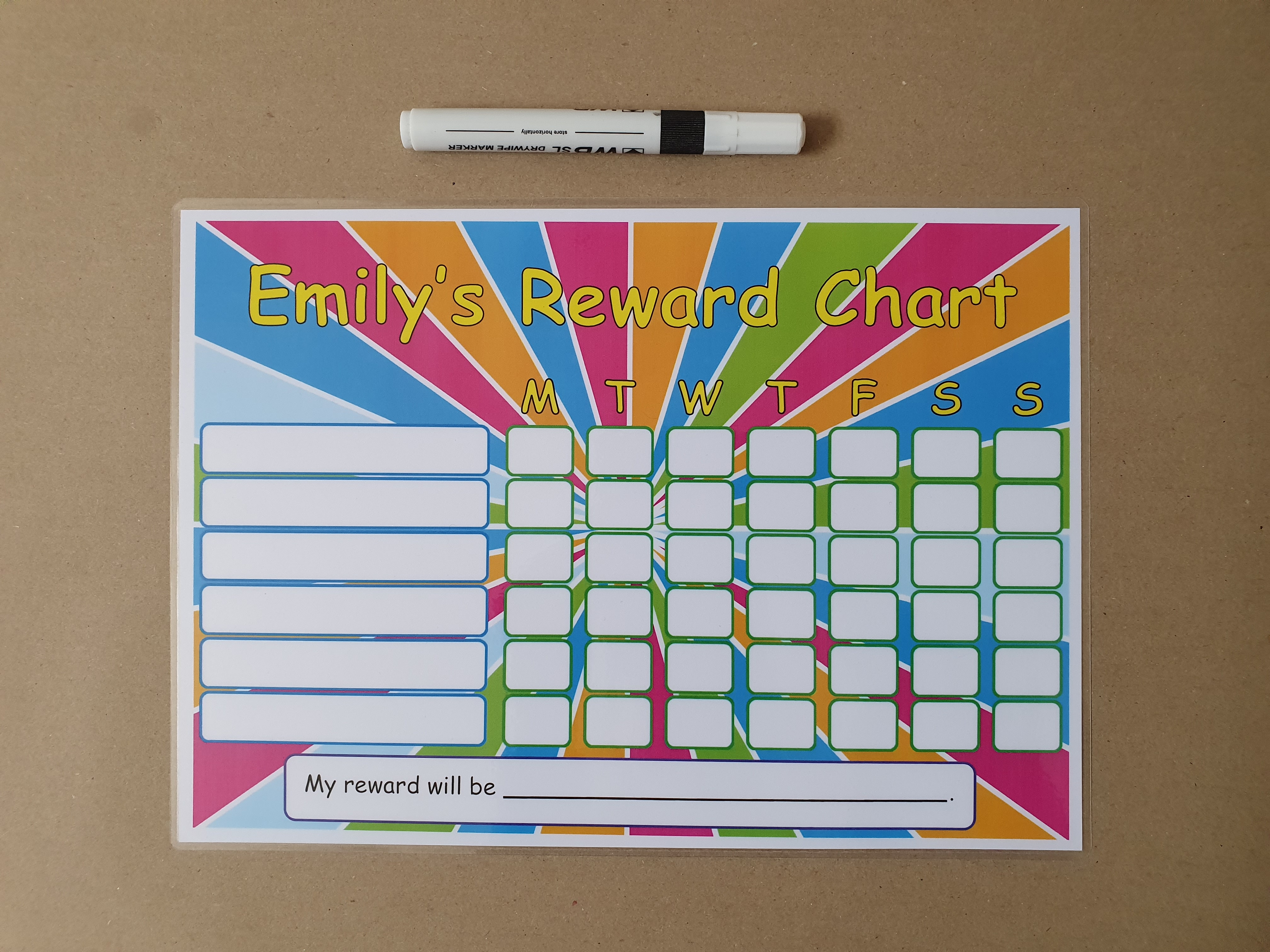Personalised Reward Chart - Bright Stripes Design