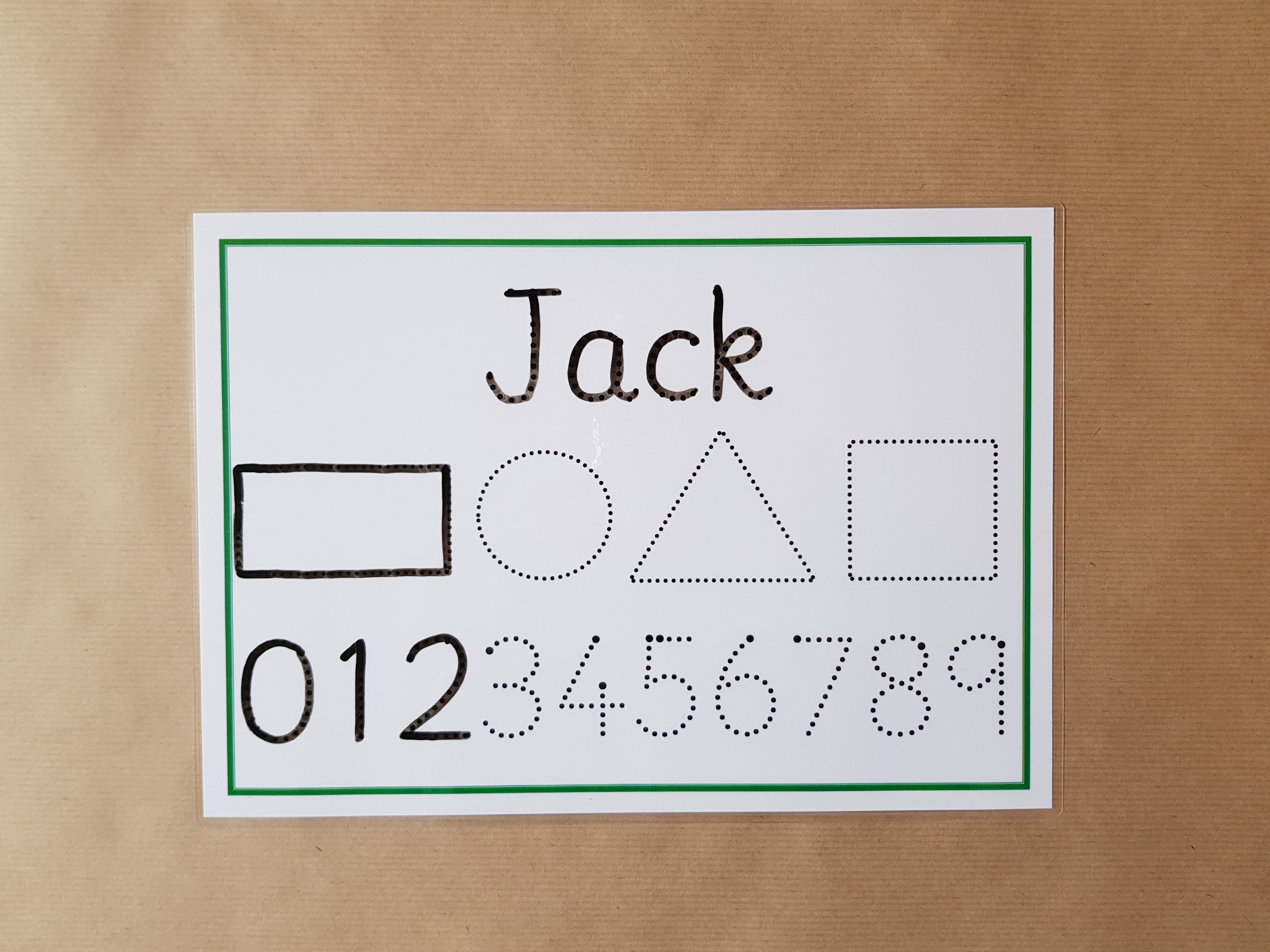 Personalised First Formation Mat, name, shapes and numbers 