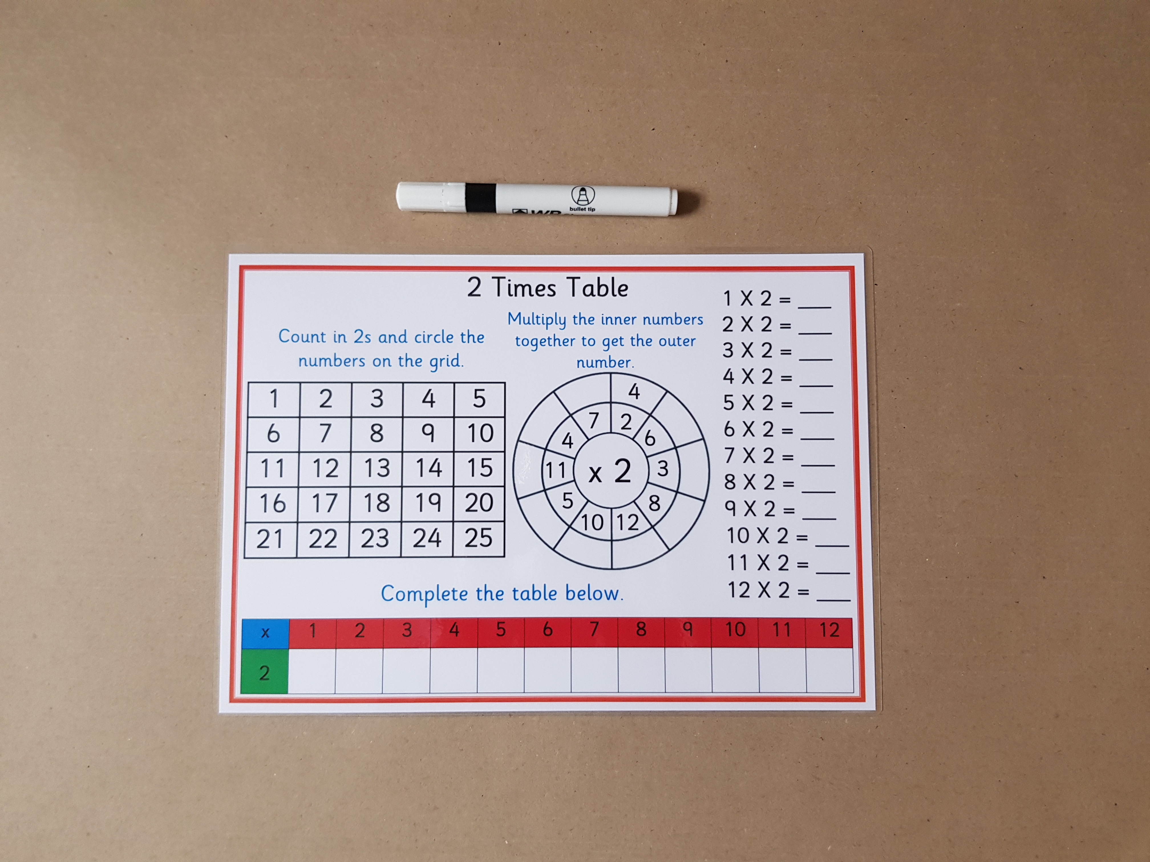 2 Times Tables Practice worksheet - KS1 Numeracy