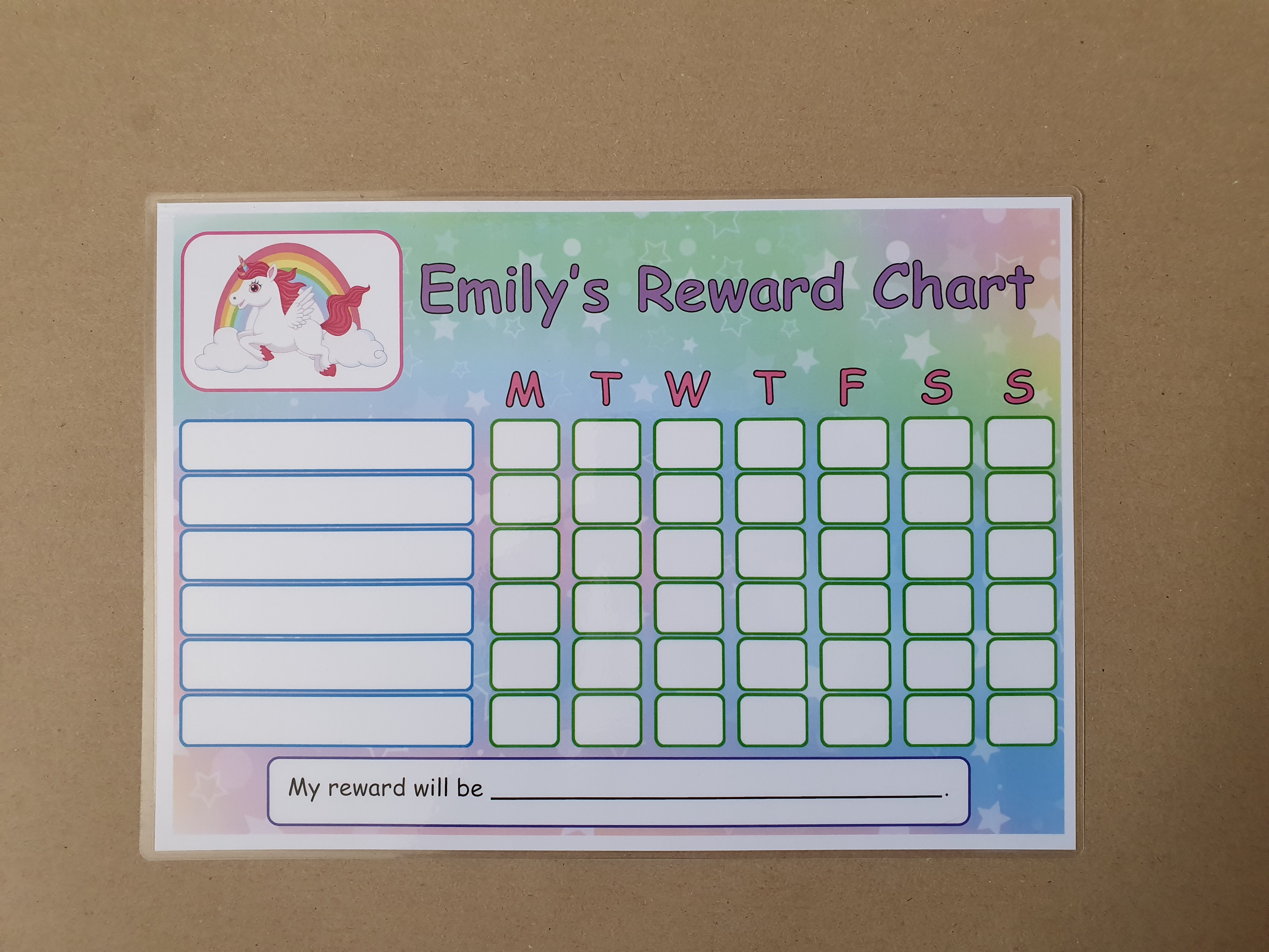 Personalised Reward Chart - unicorn Design