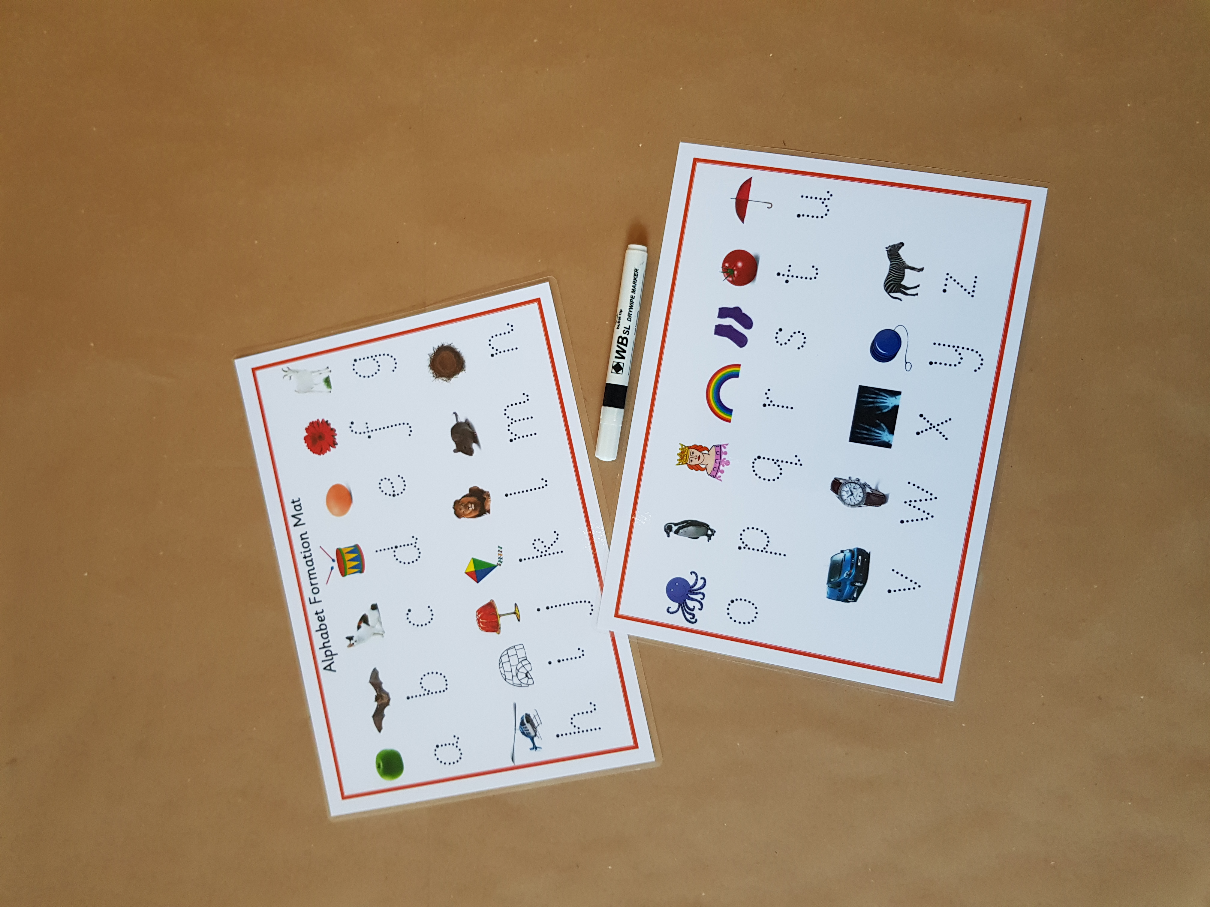 Alphabet and pictures Formation mat - tracing letters