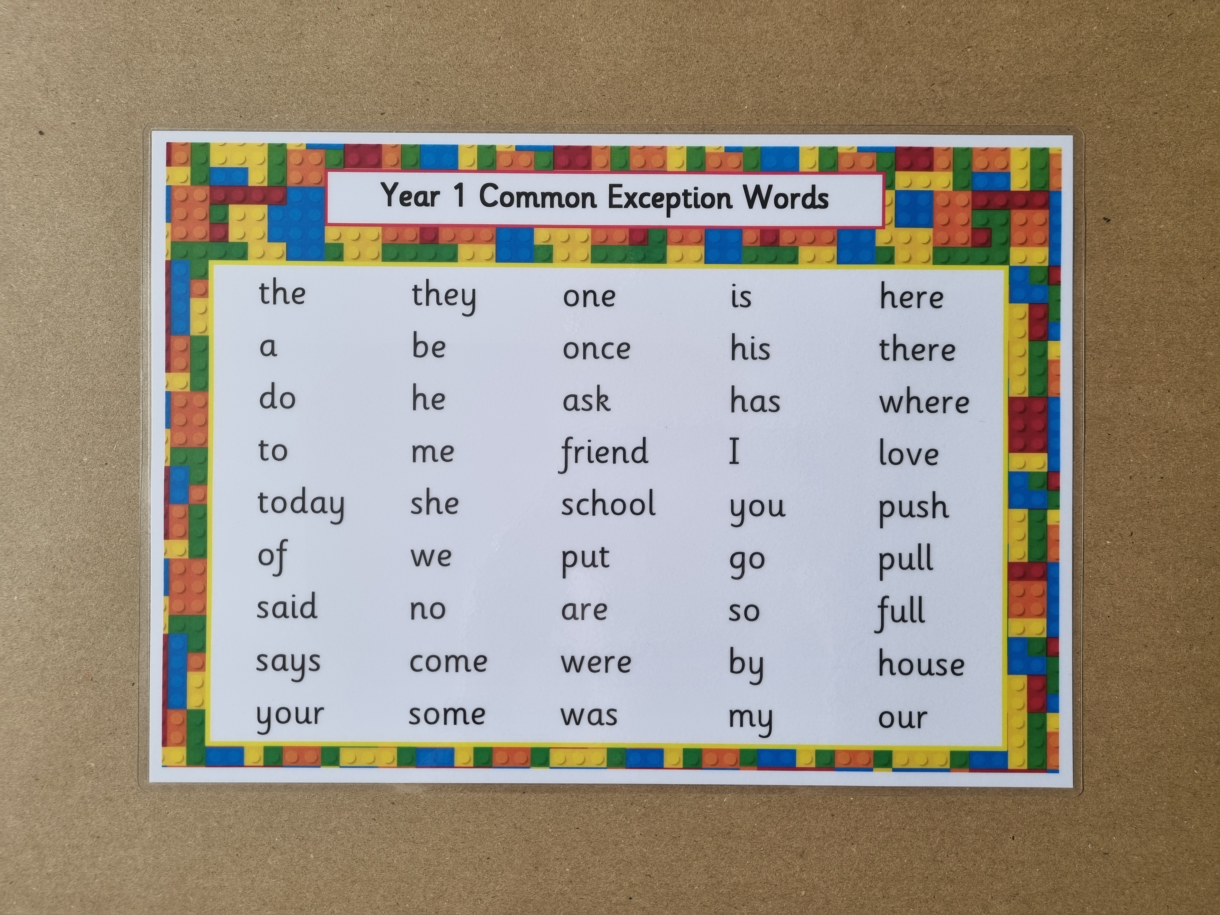 Year 1 Common Exception Words poster