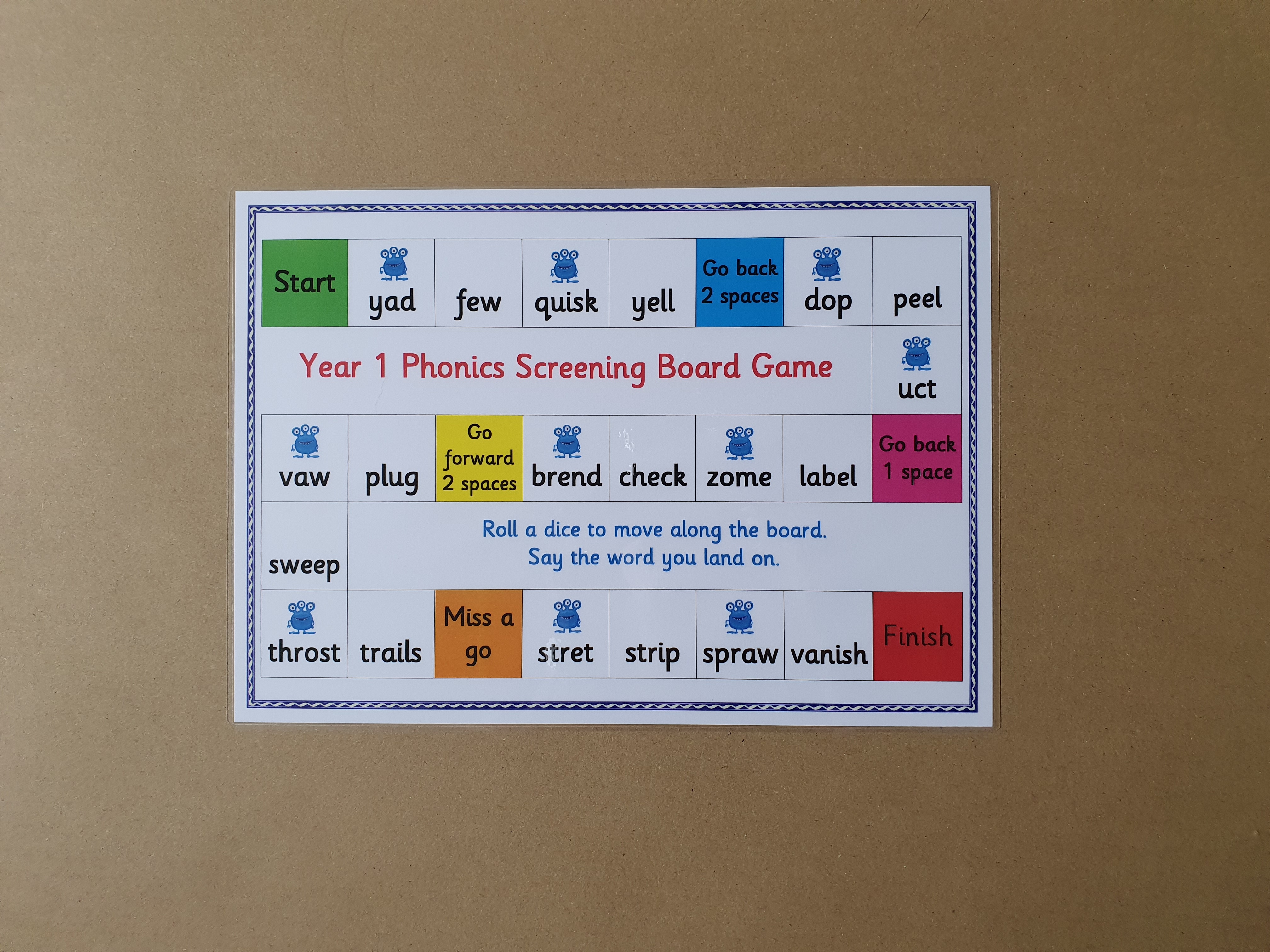 Year 1 phonics screening board games 