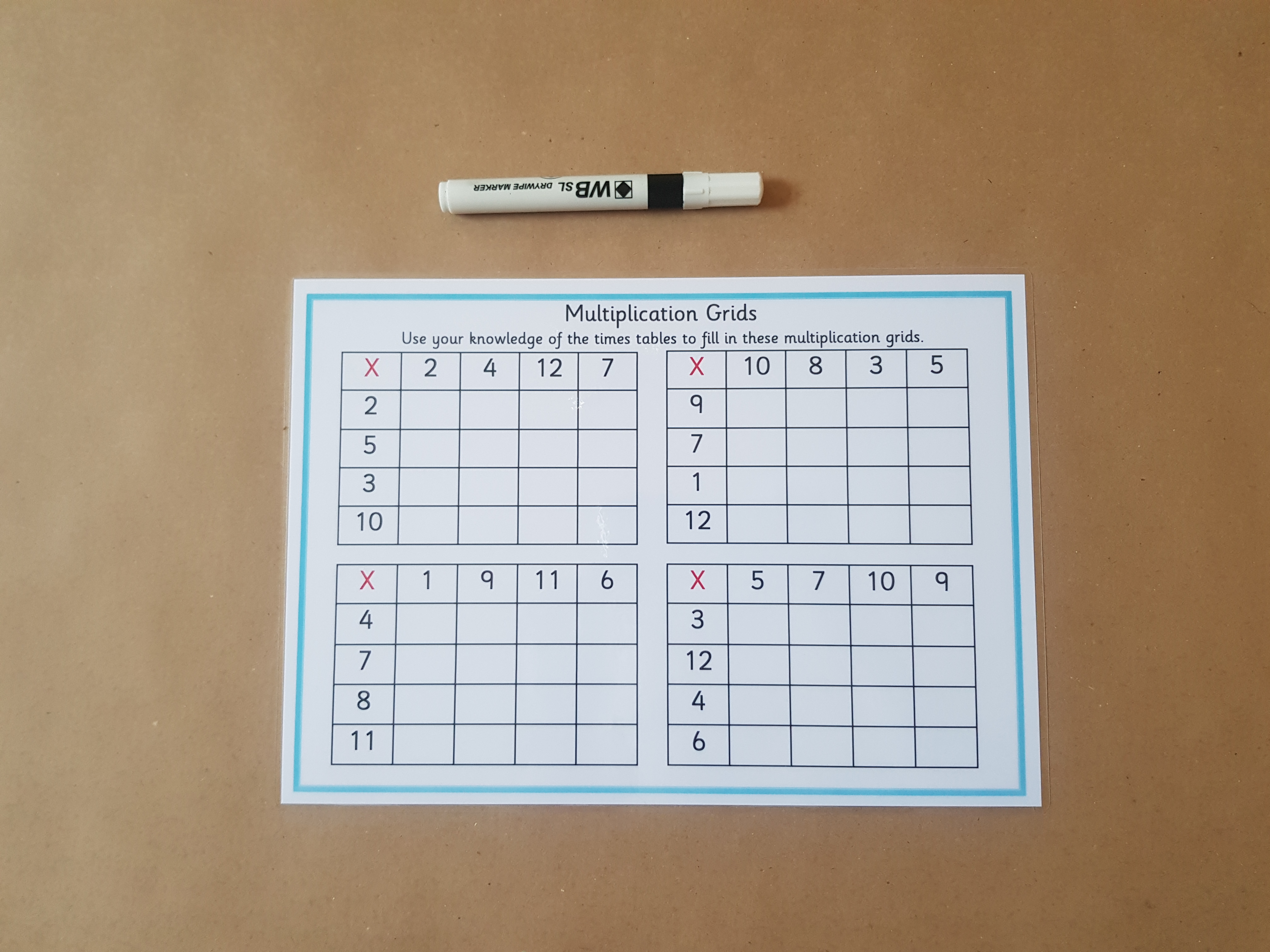 Multiplication Grids - Reusable worksheet, KS2 Numeracy Resource