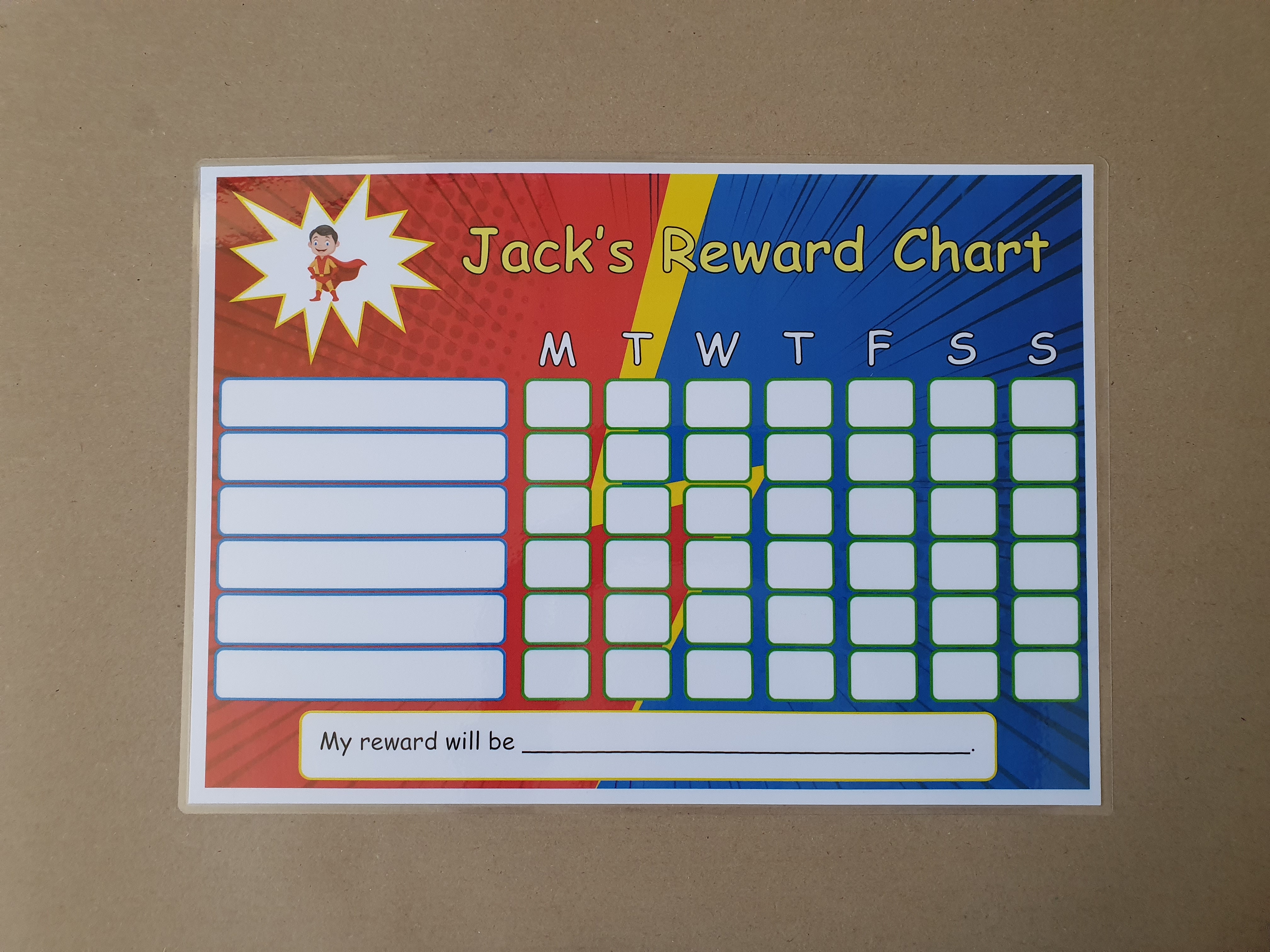 Personalised Reward Chart - Boy Superhero Design