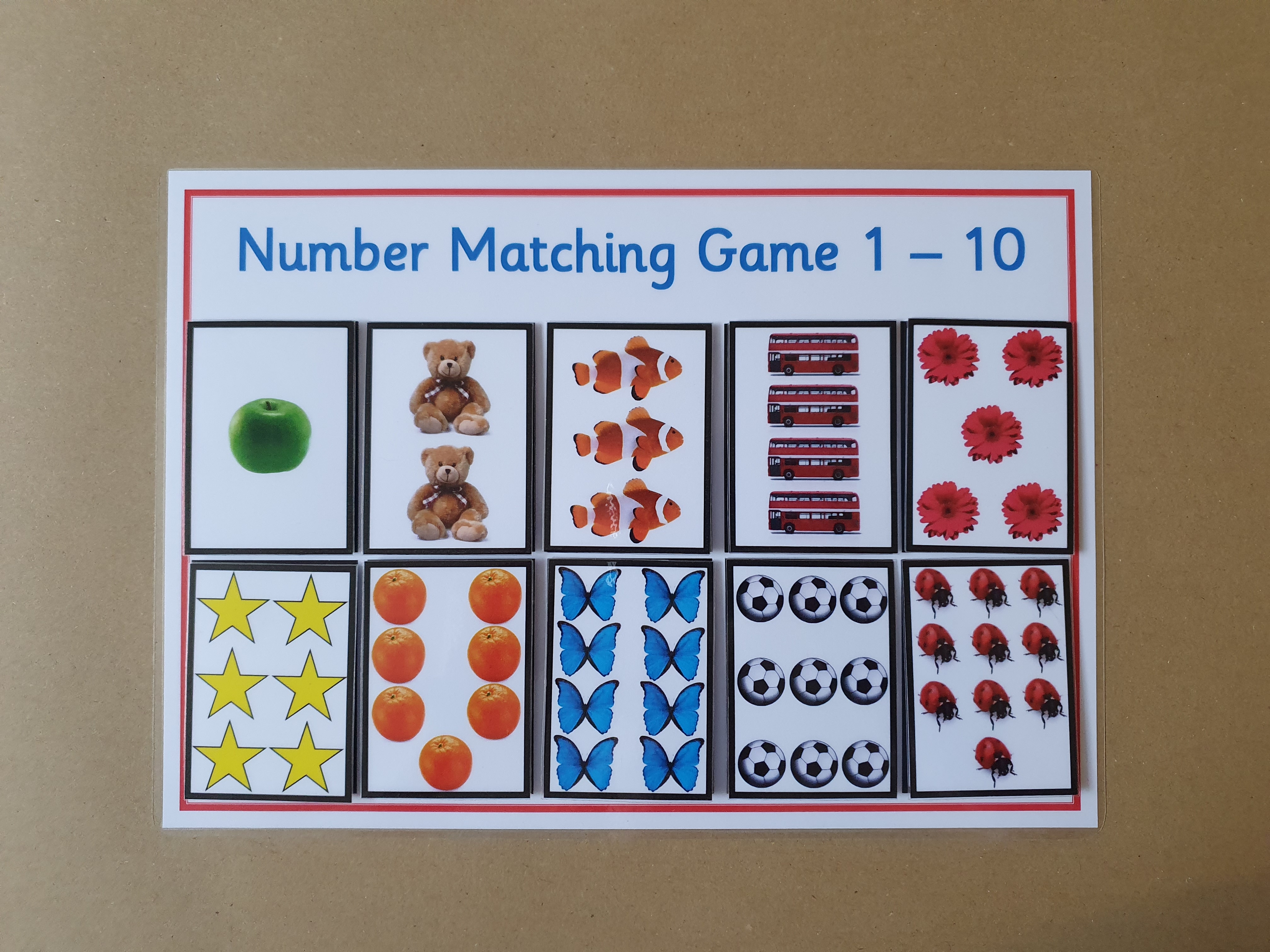 Number Matching Game with pictures 1-10