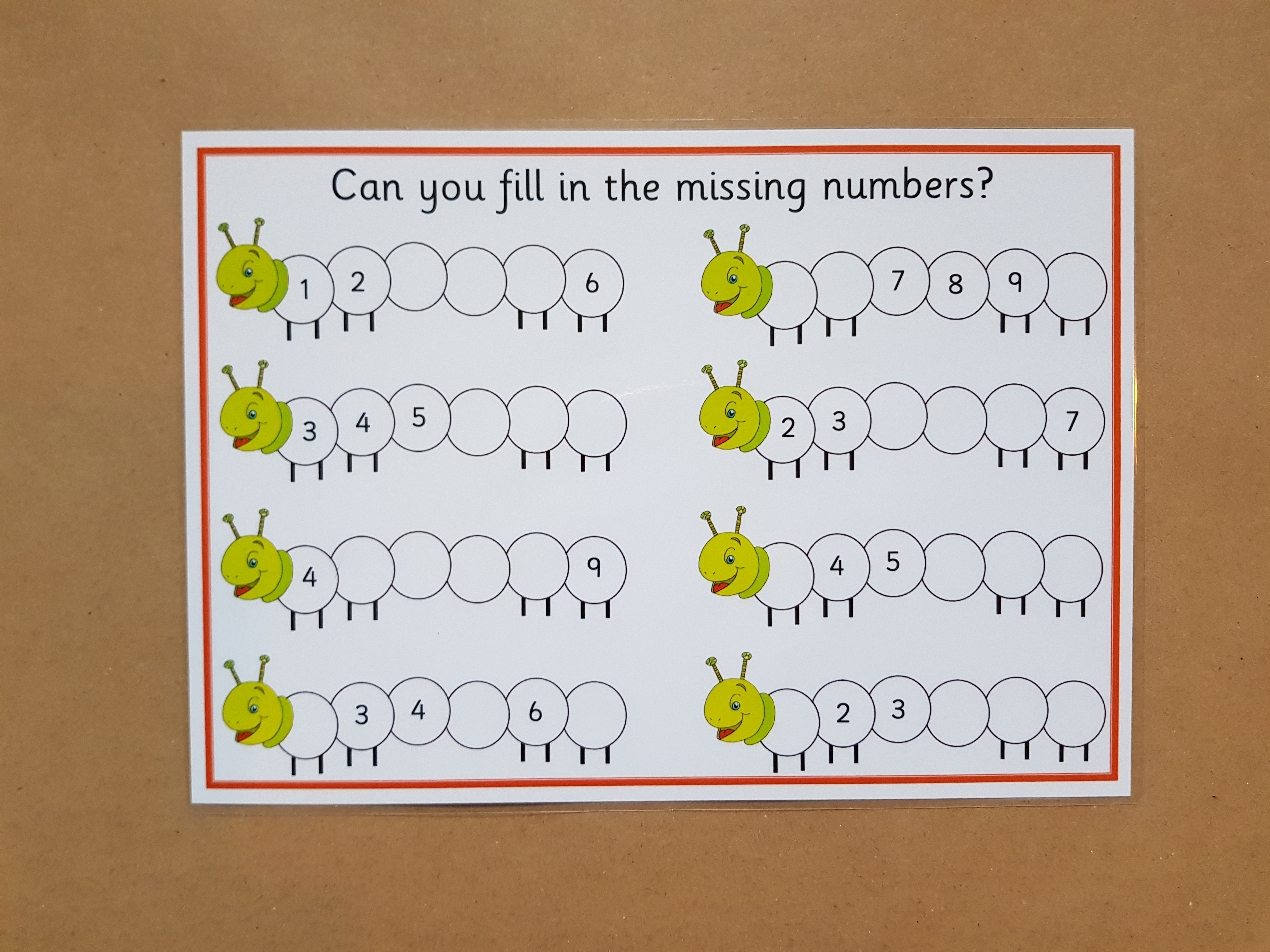  Missing Numbers to 10 Worksheet
