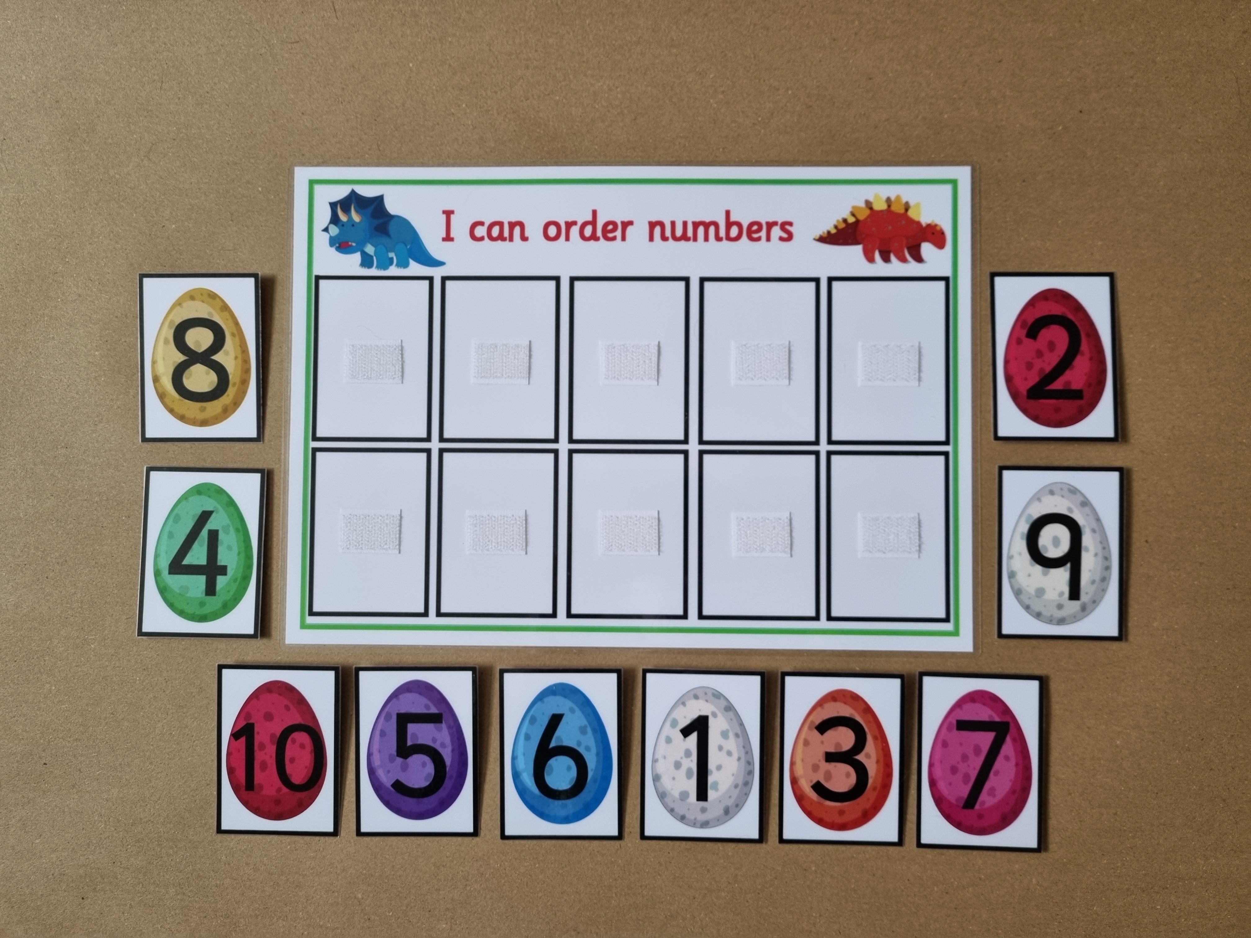 Number Ordering Game 1-10 - Dinosaur eggs
