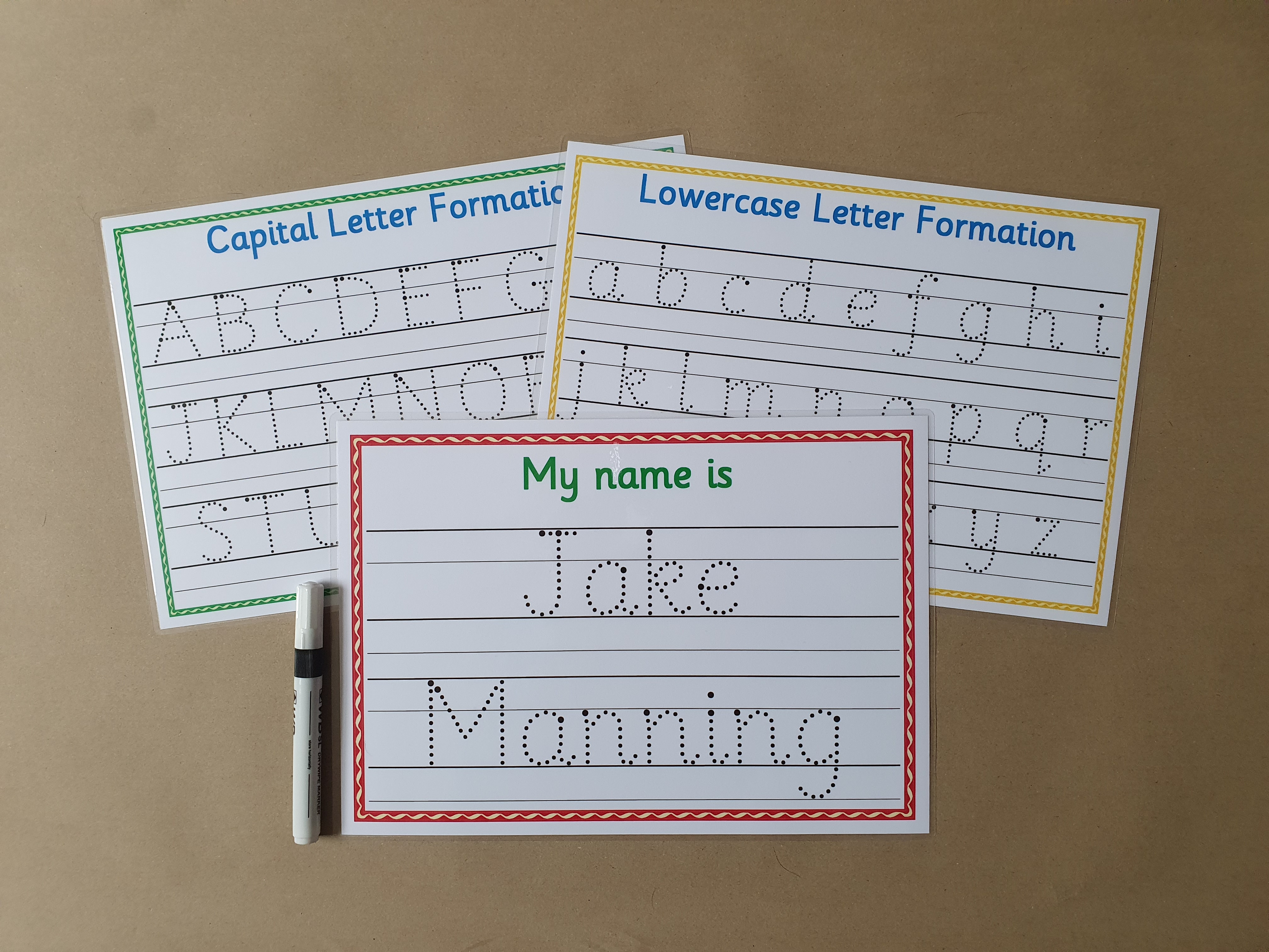 Personalised Name Card, capital letters, lower case letters  - with line