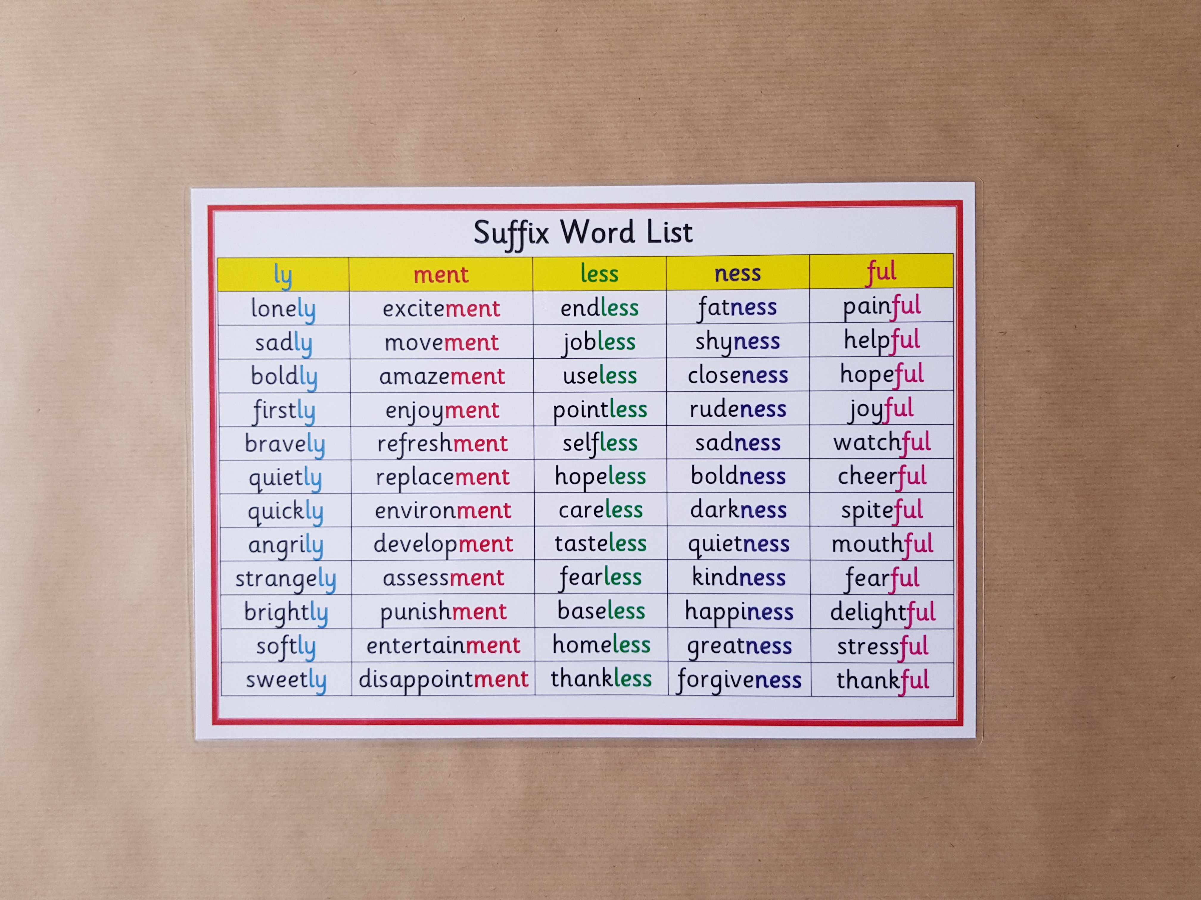 Suffix Word List 