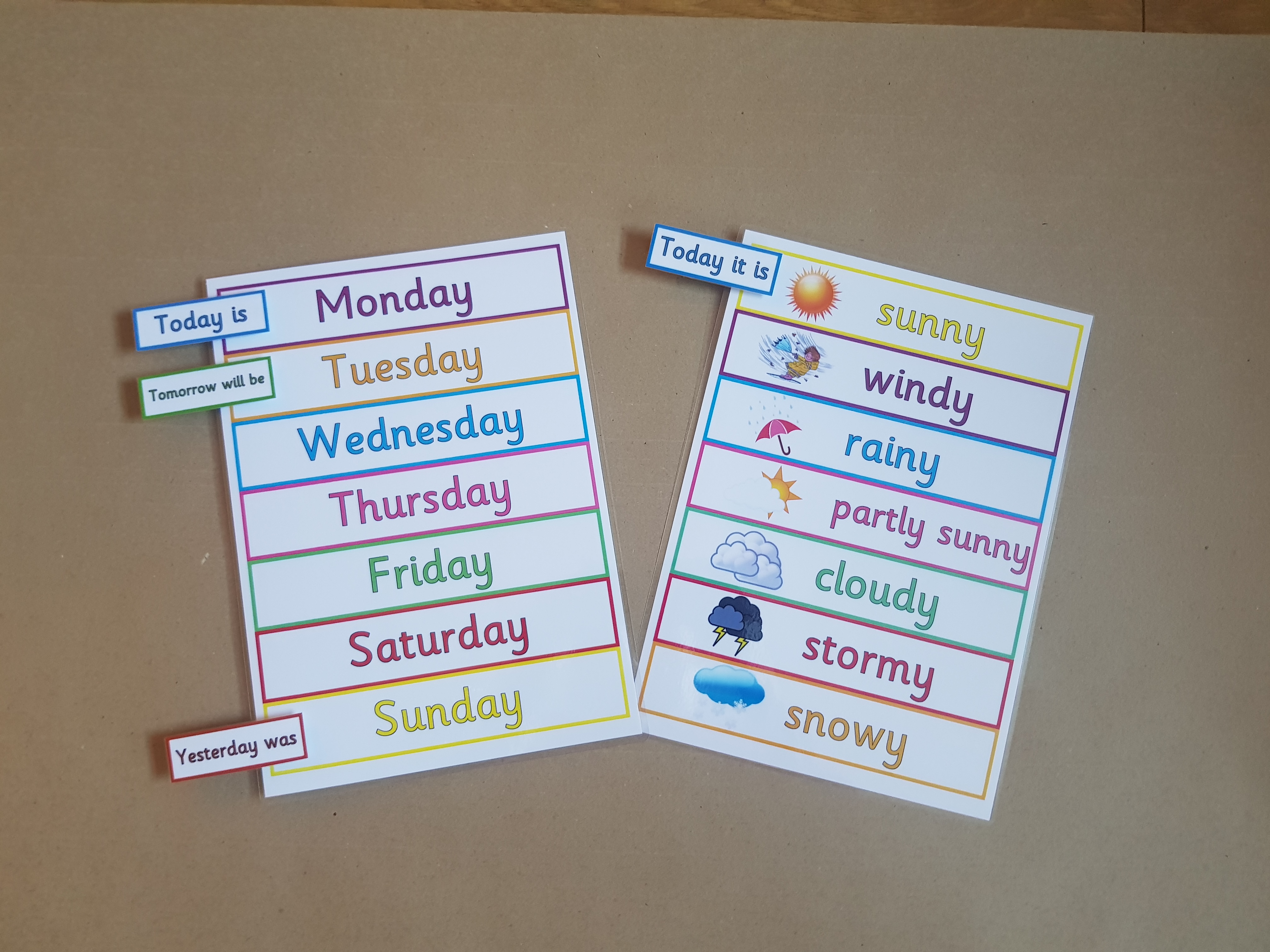 Days of the Week and Weather Peg Charts
