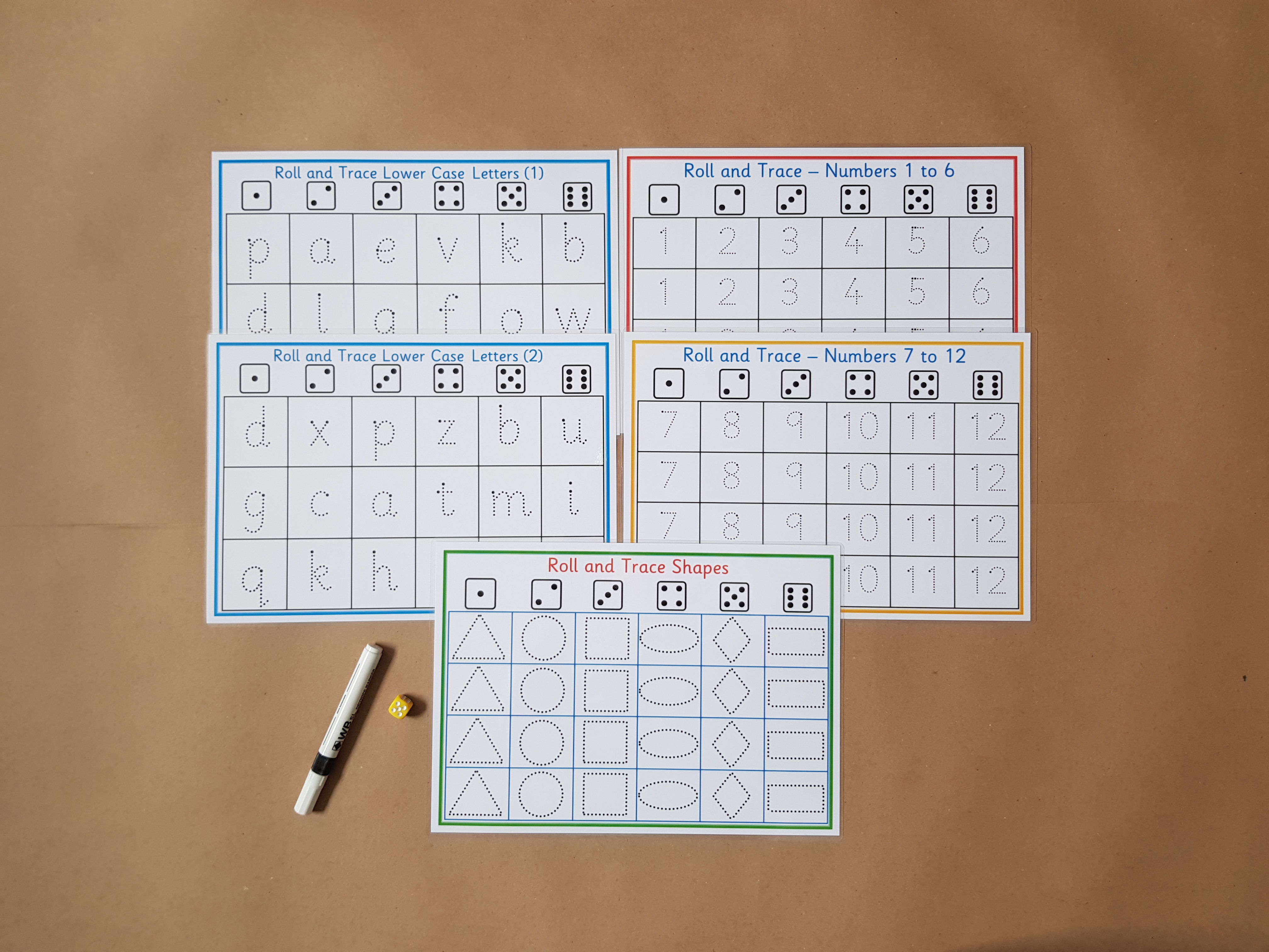 Roll and Trace Bundle - shapes, numbers and lower case letters