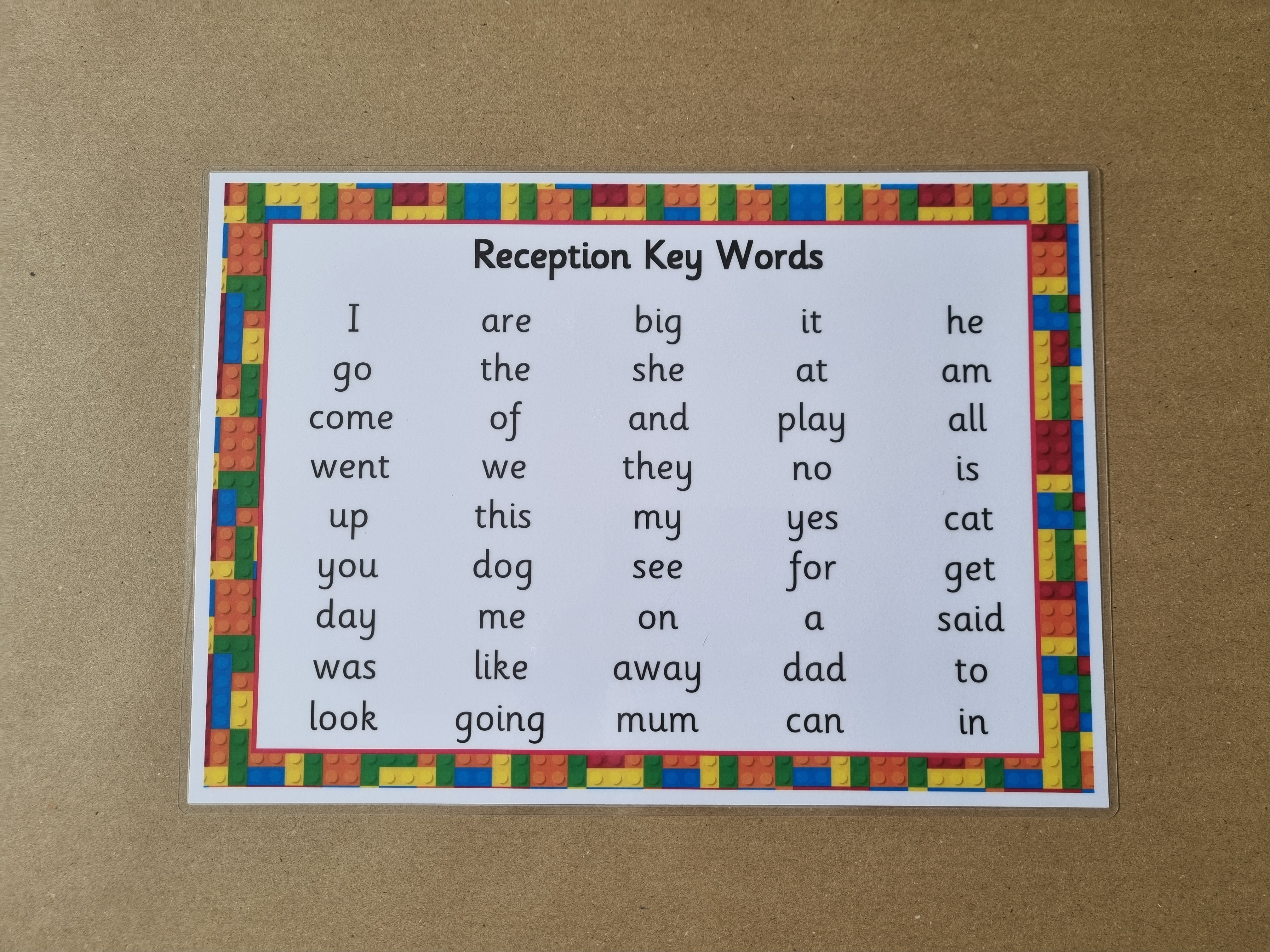 Reception key word poster