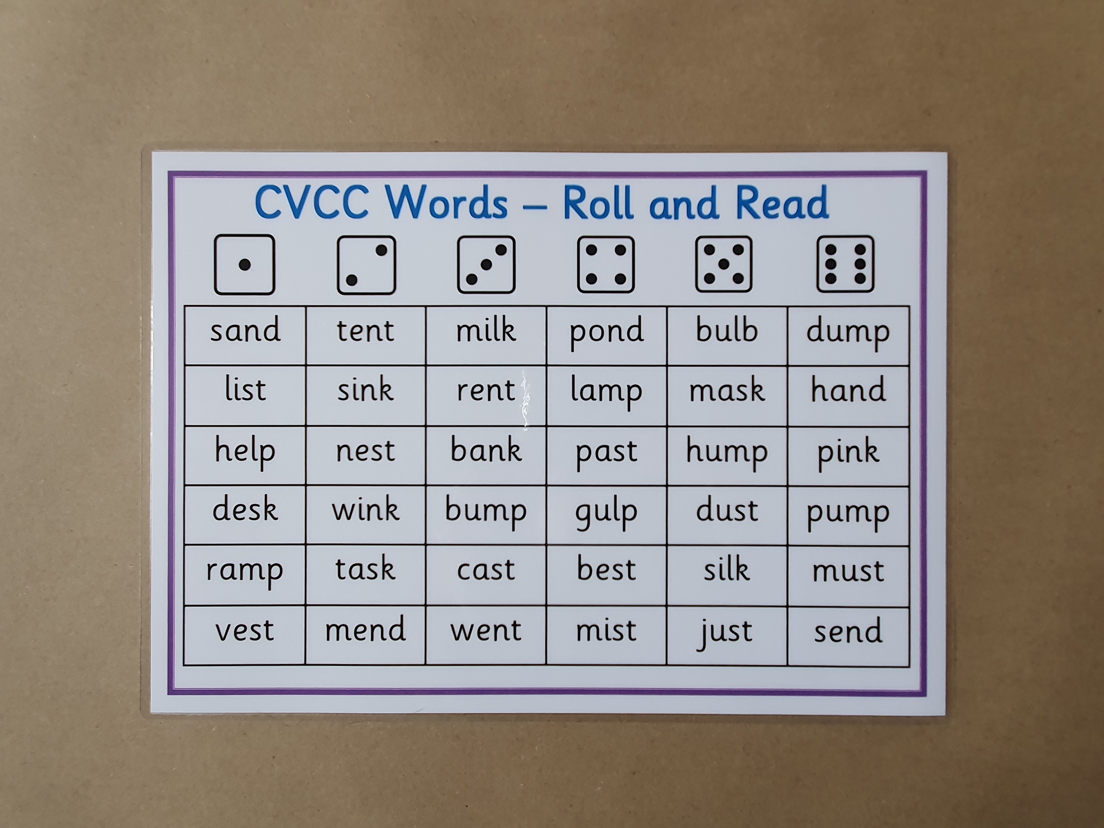 CCVC words, 4 letter words, Roll and read Game 