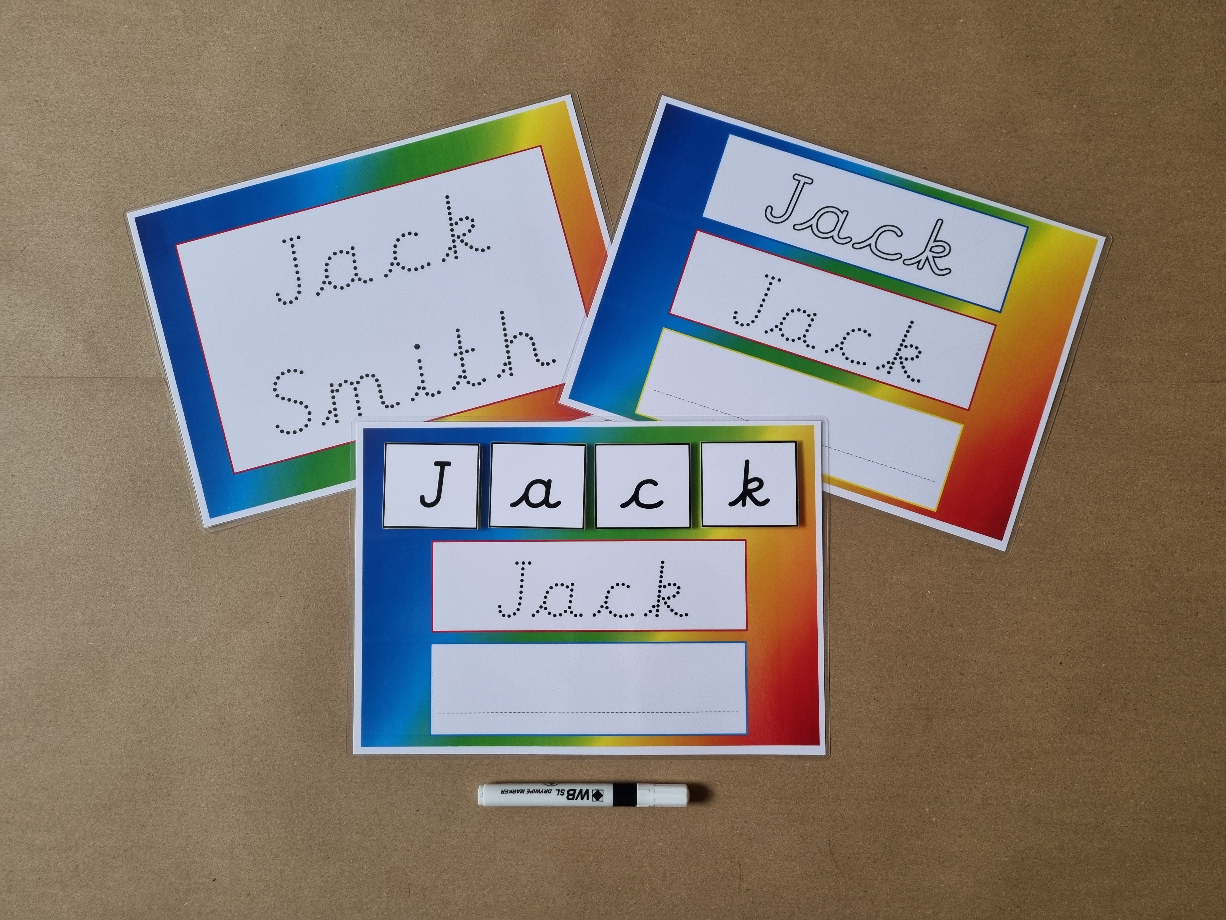 Personalised Name Card Bundle - cursive font - Bright colourful design