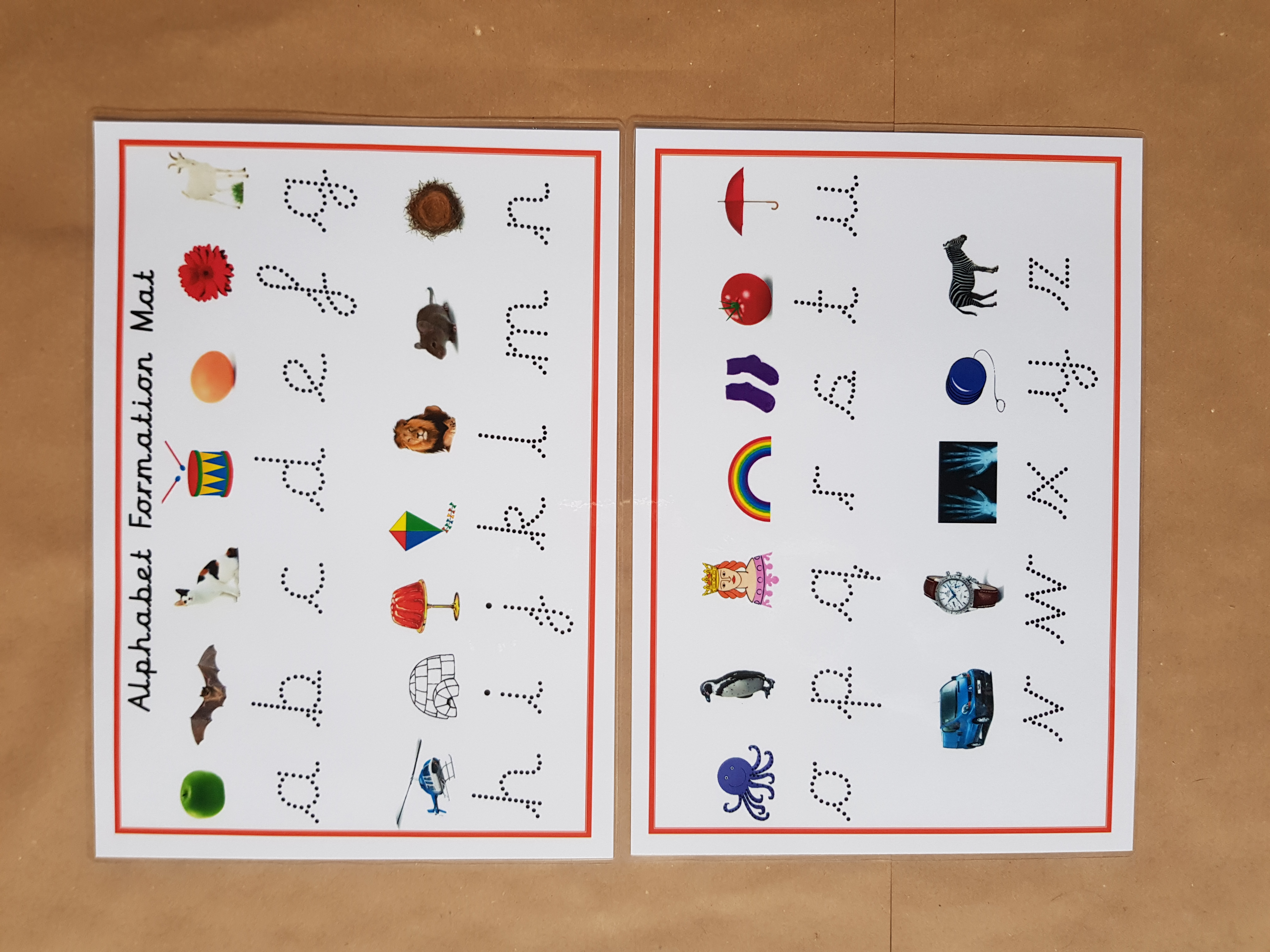 Cursive Alphabet and pictures Formation mat - tracing letters