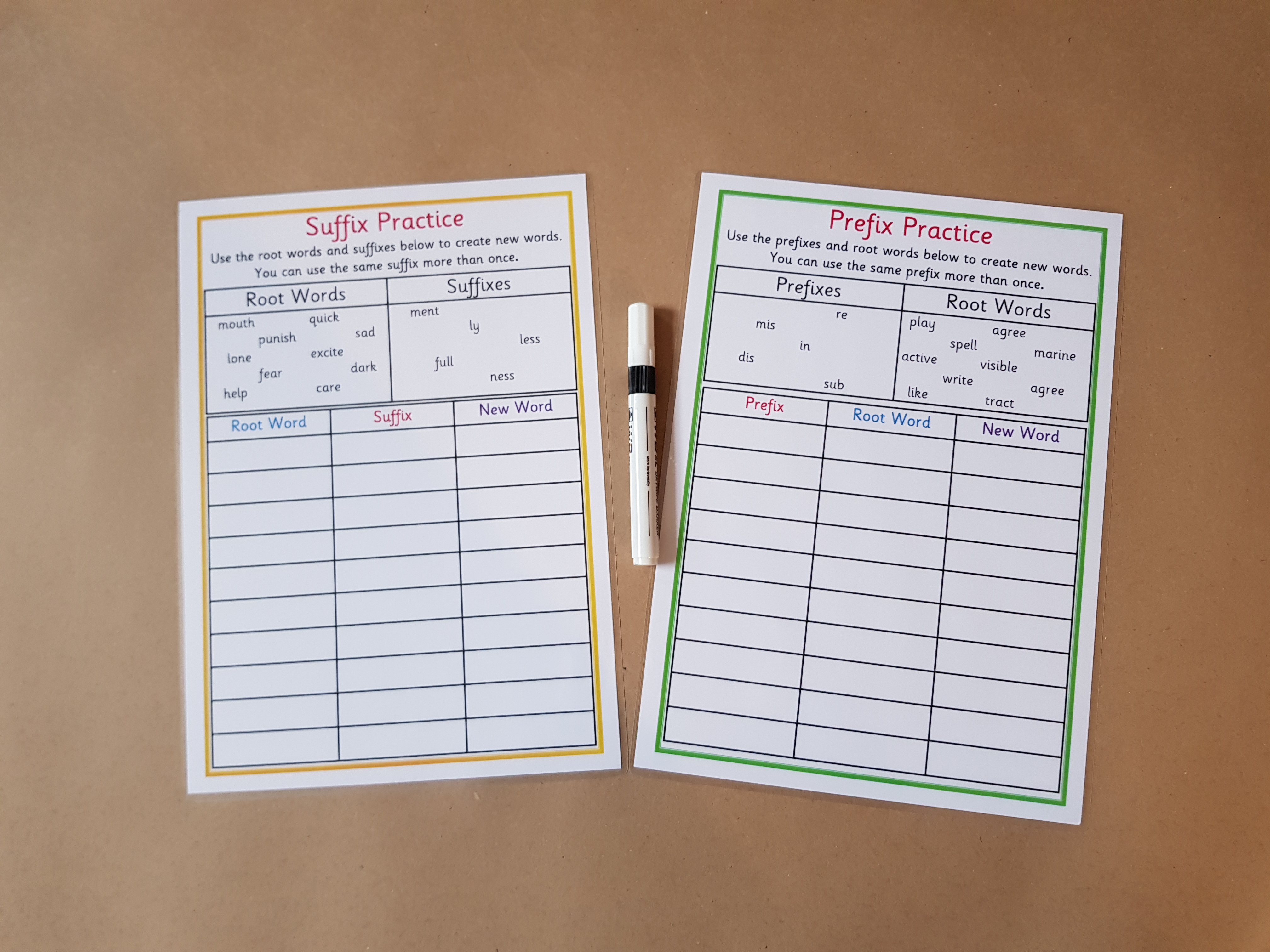 Prefix and suffix practice worksheets - KS2 Literacy Teaching Resource