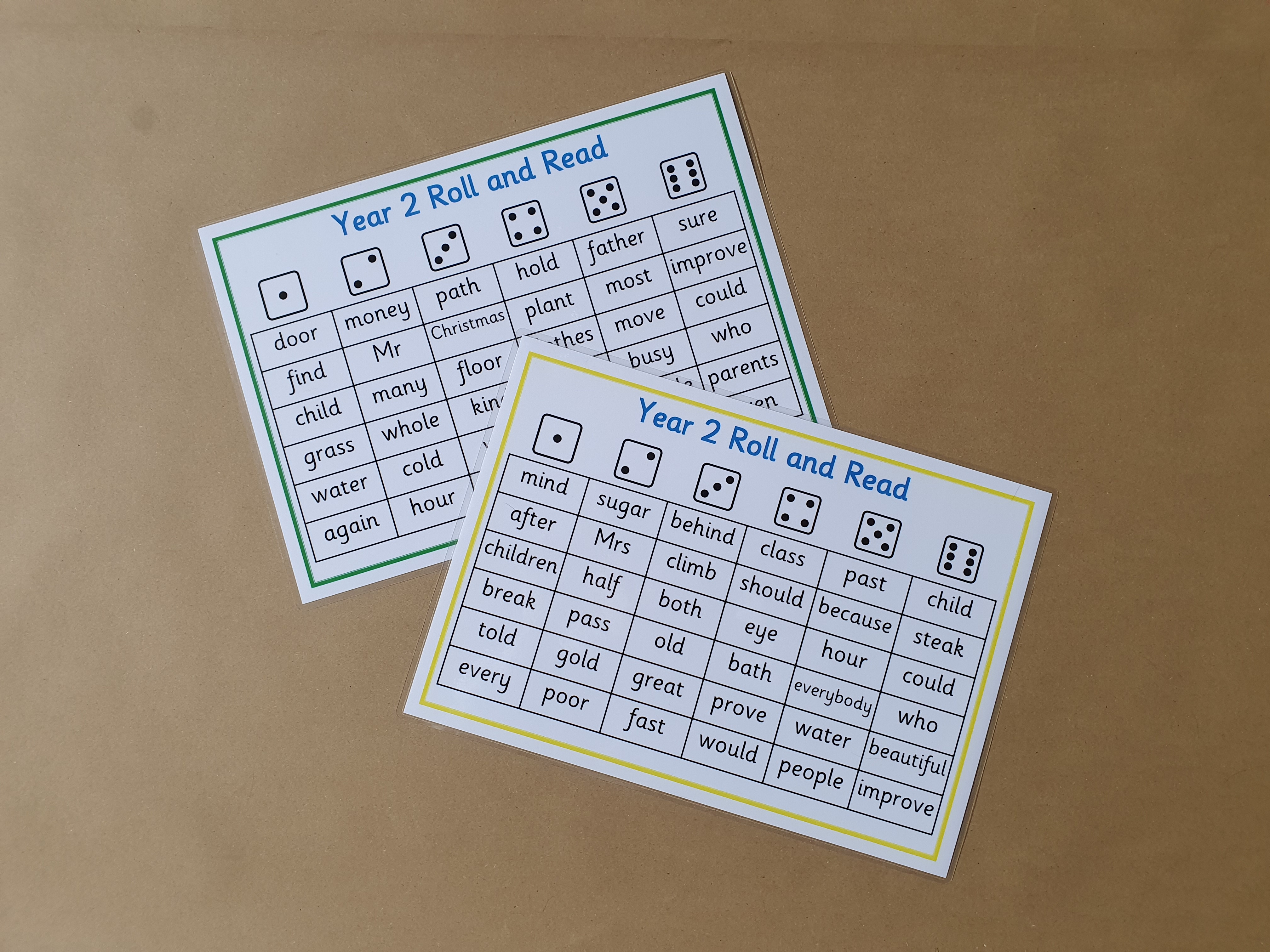 Year 2 Words - Roll and read Game 