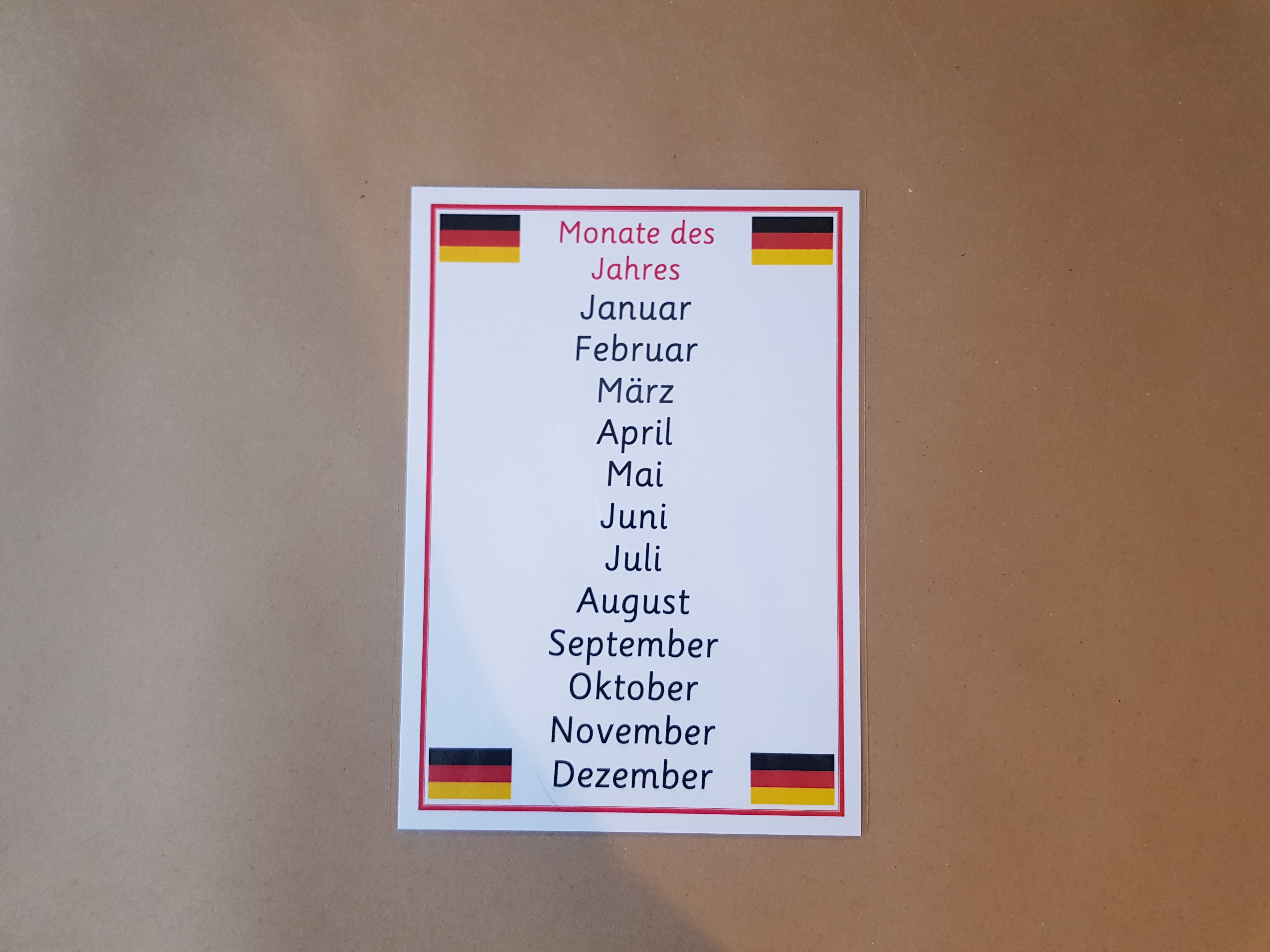 German Days of the Week and Months of the Year Poster