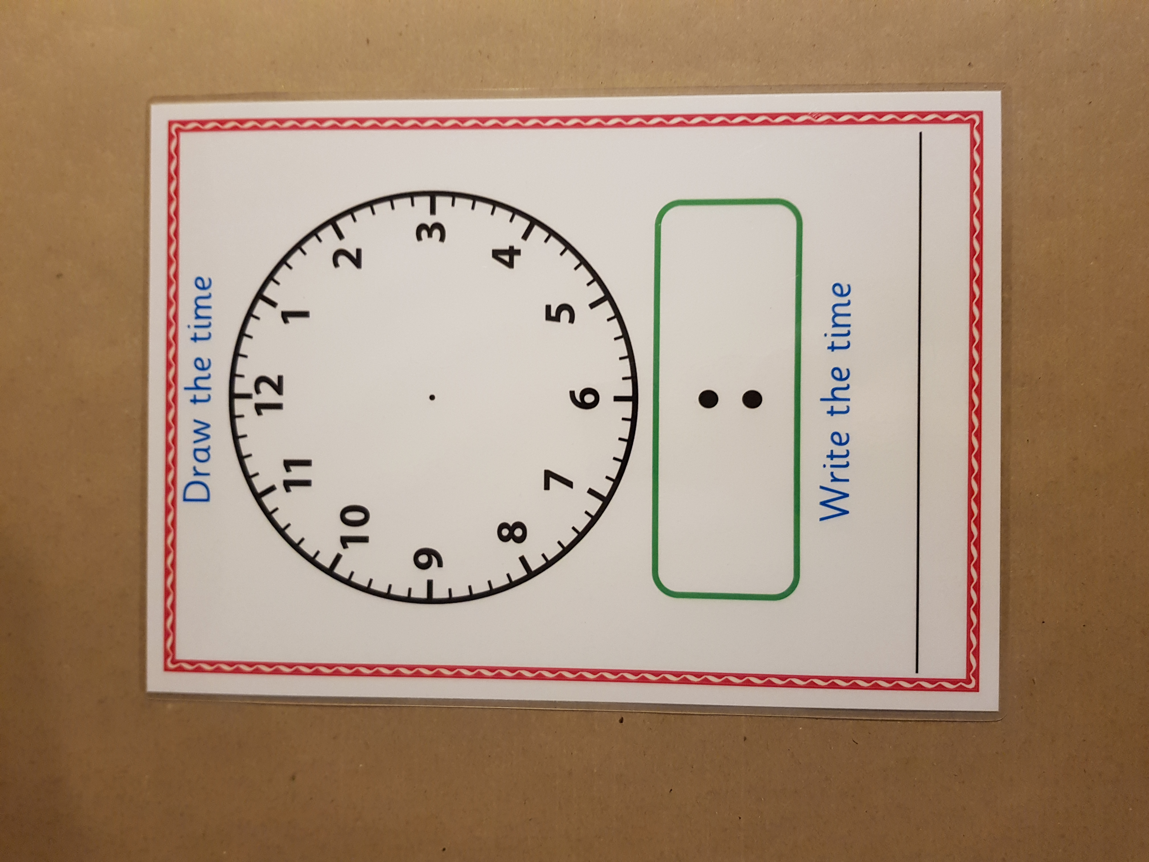 Draw the Time - Reusable mat and dry wipe pen