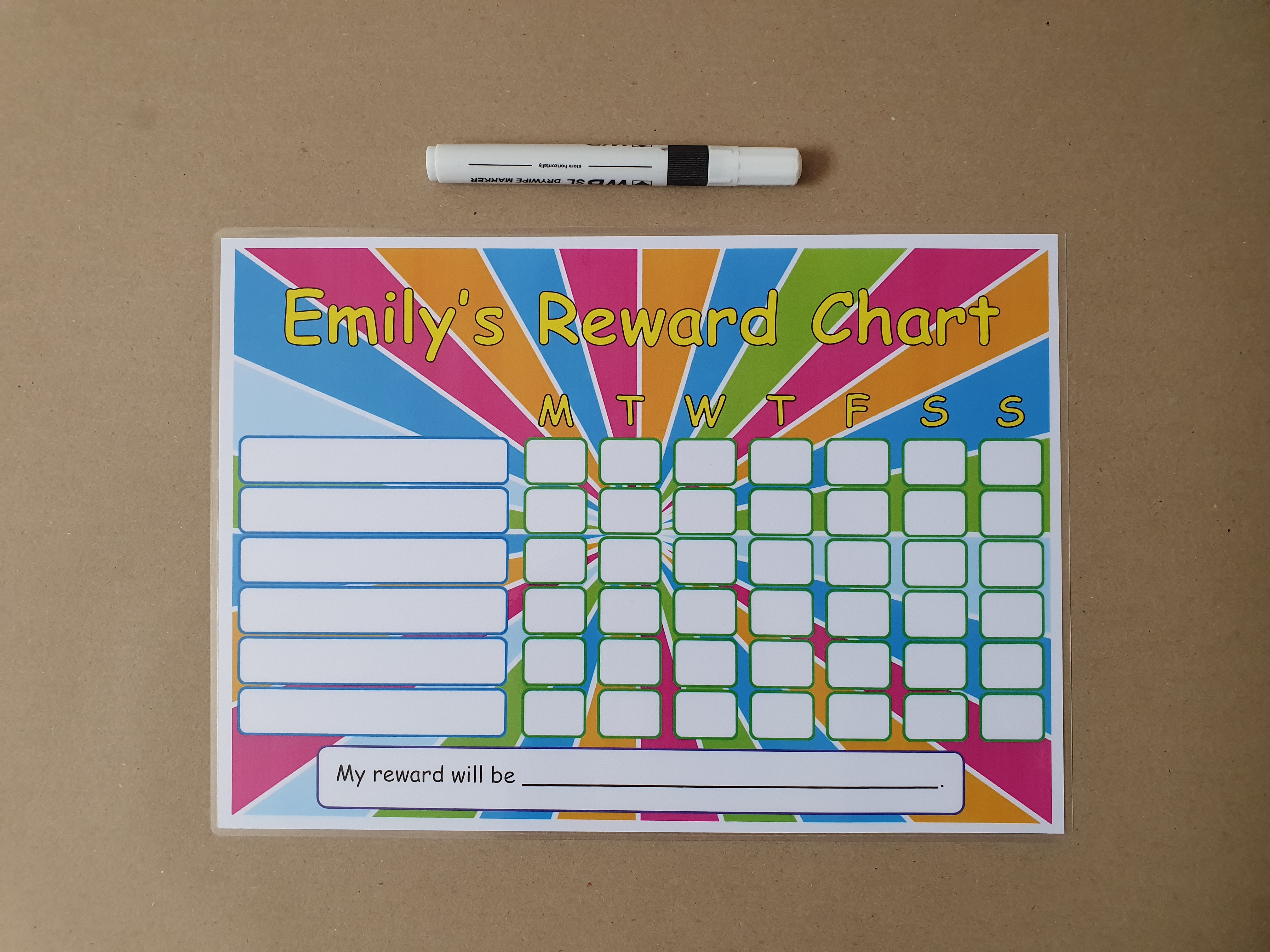 Personalised Reward Chart - Bright Stripes Design