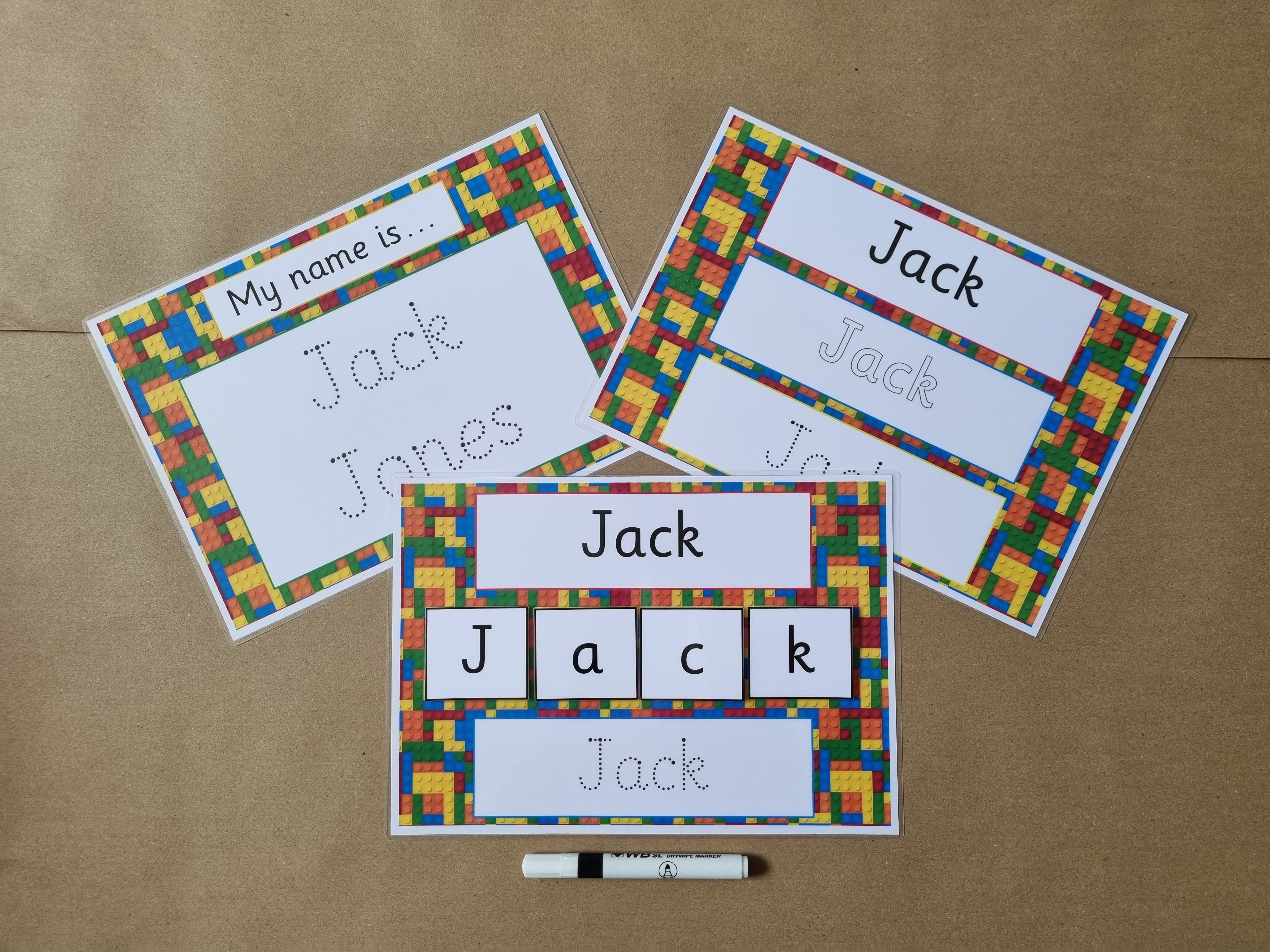 Personalised Name Card Bundle - building block design