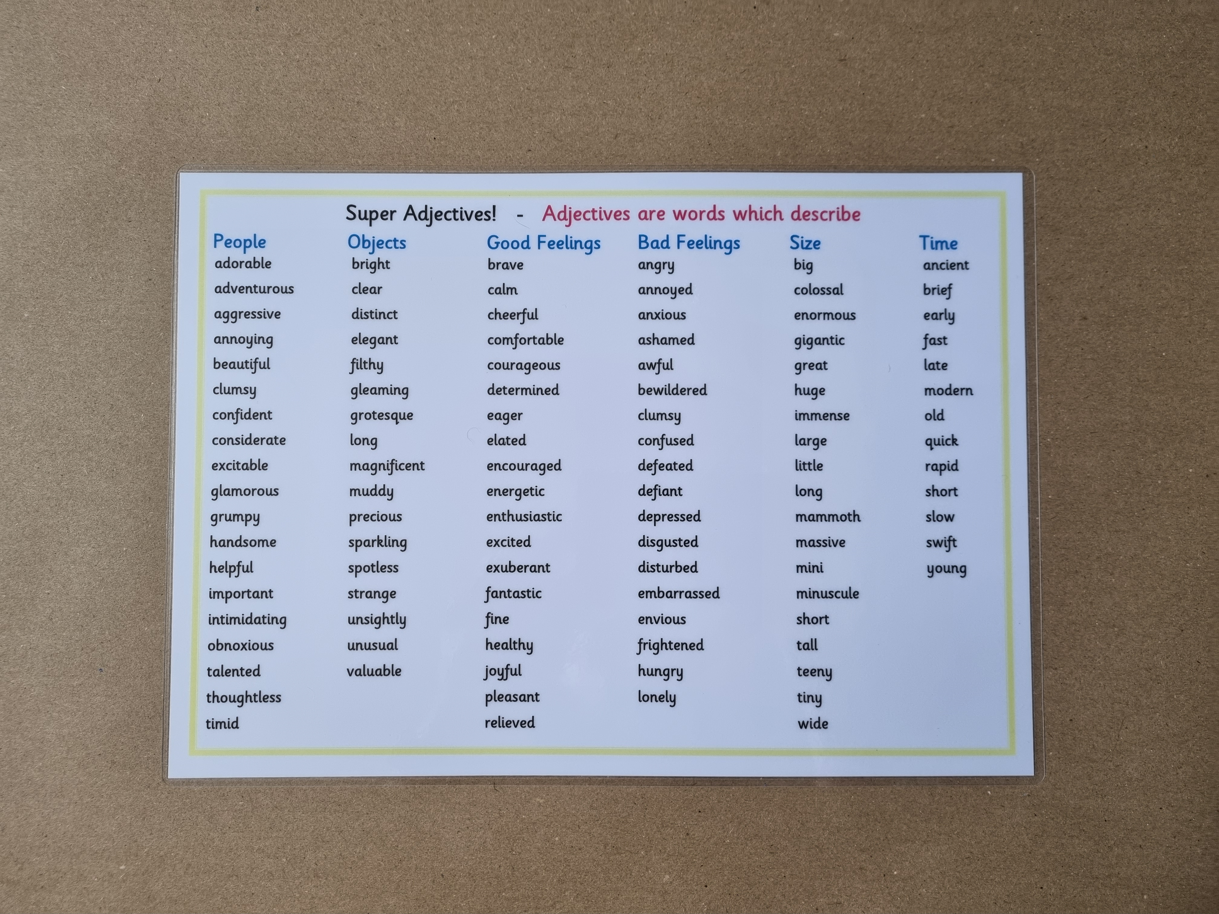 Super Adjectives KS2 word mat