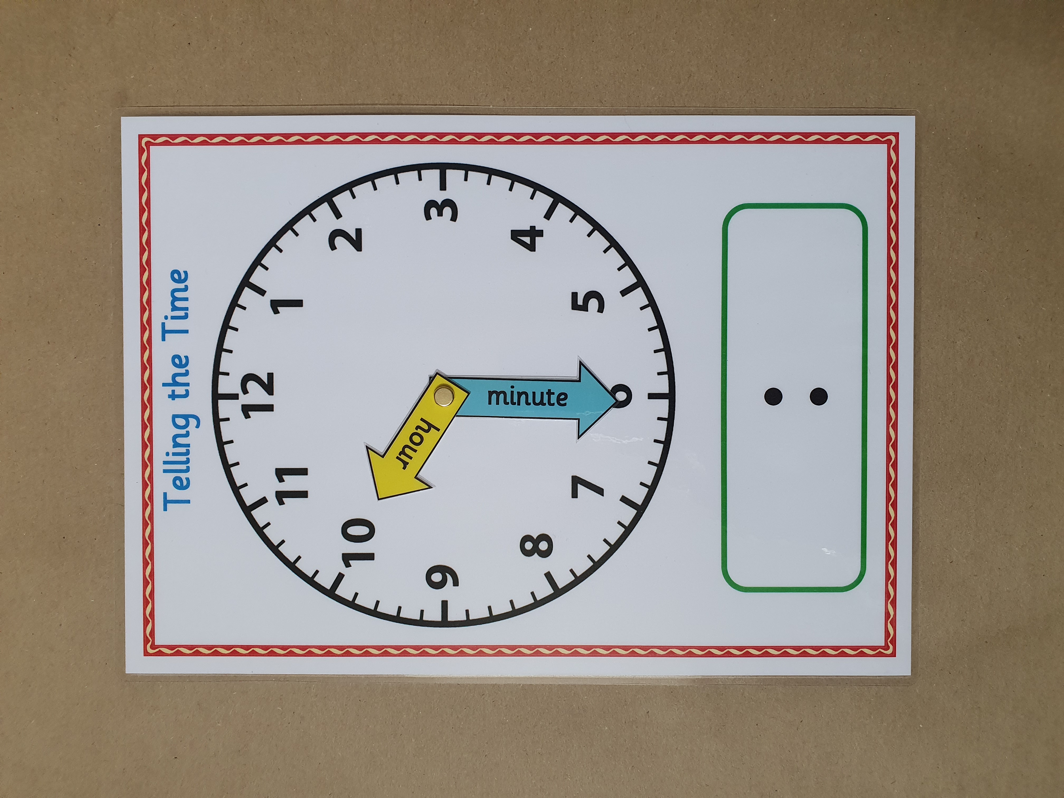 Telling the Time clock with moveable hands