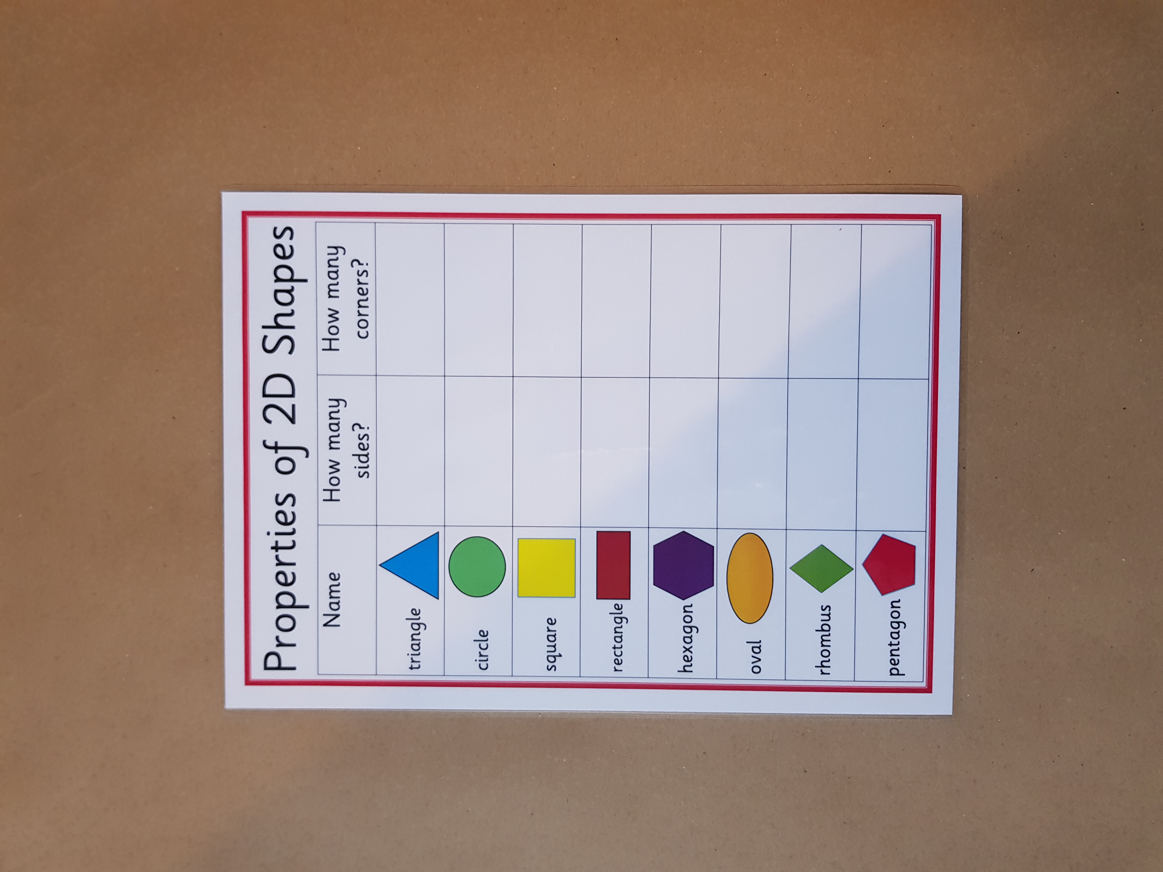 Properties of 2D and 3D shapes - blank worksheets