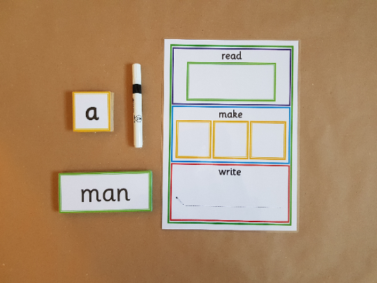 CVC Word building activity - Read, Make and Write