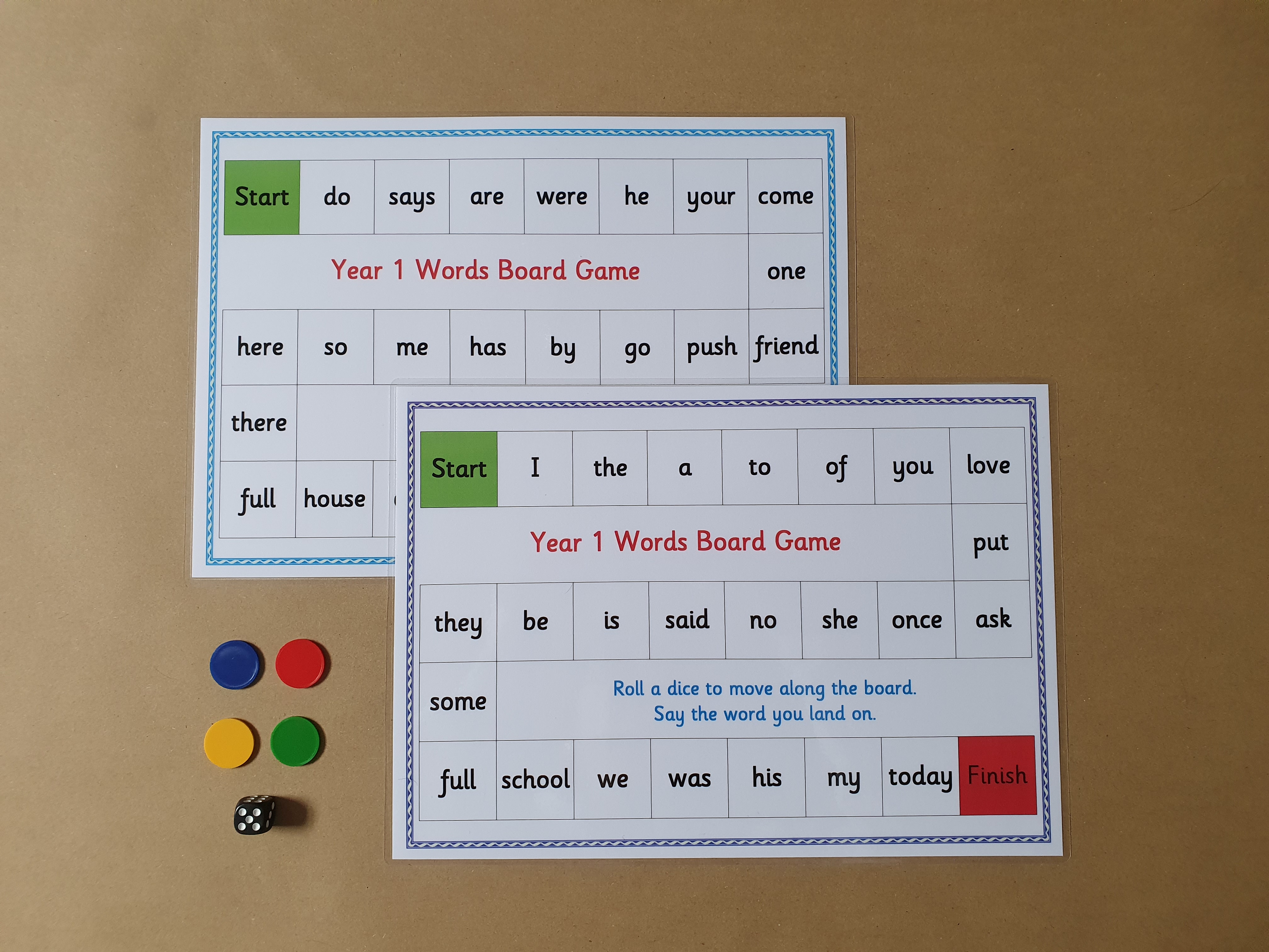 Year 1 Words - Board Games