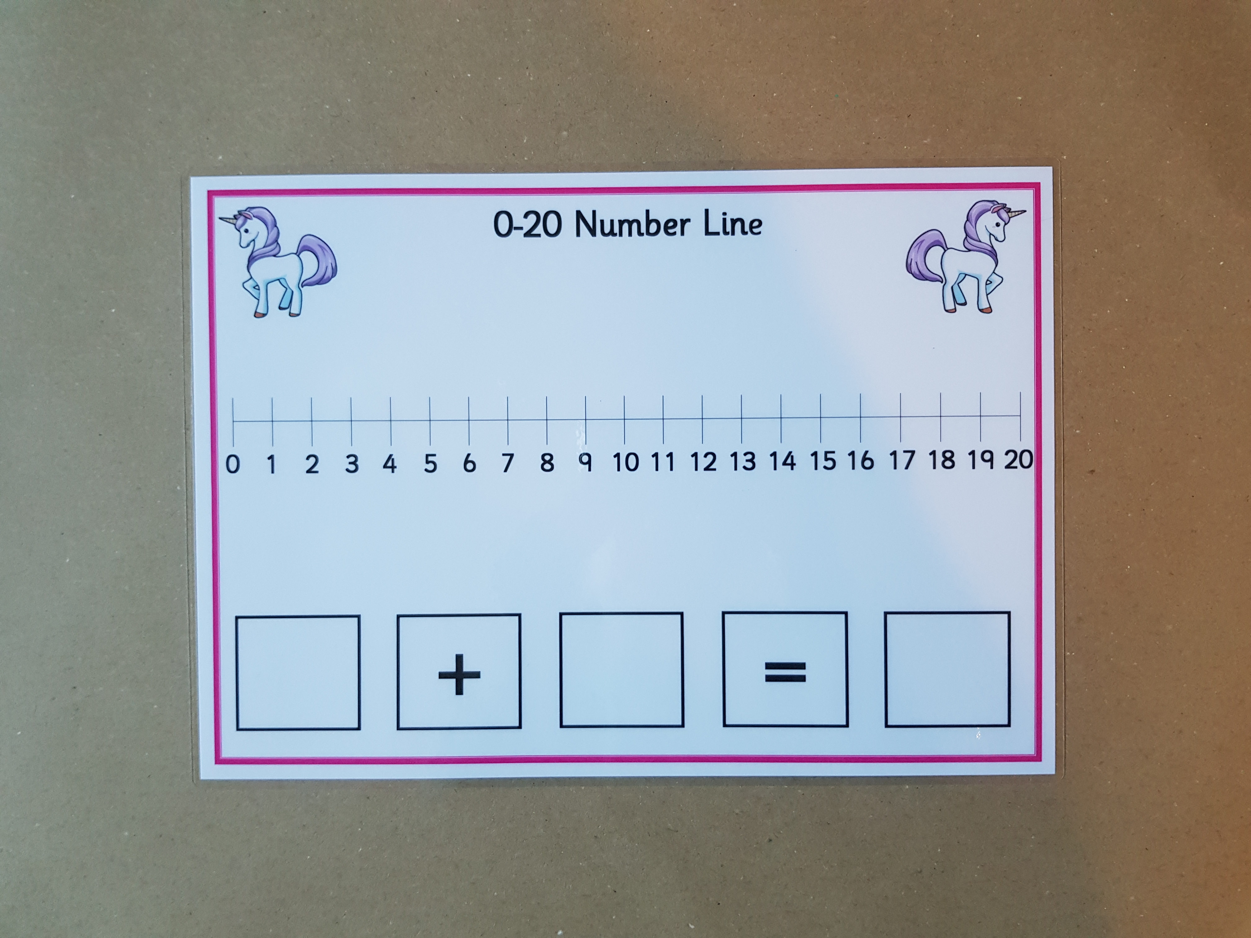 Unicorn addition and subtraction number lines - 0-20