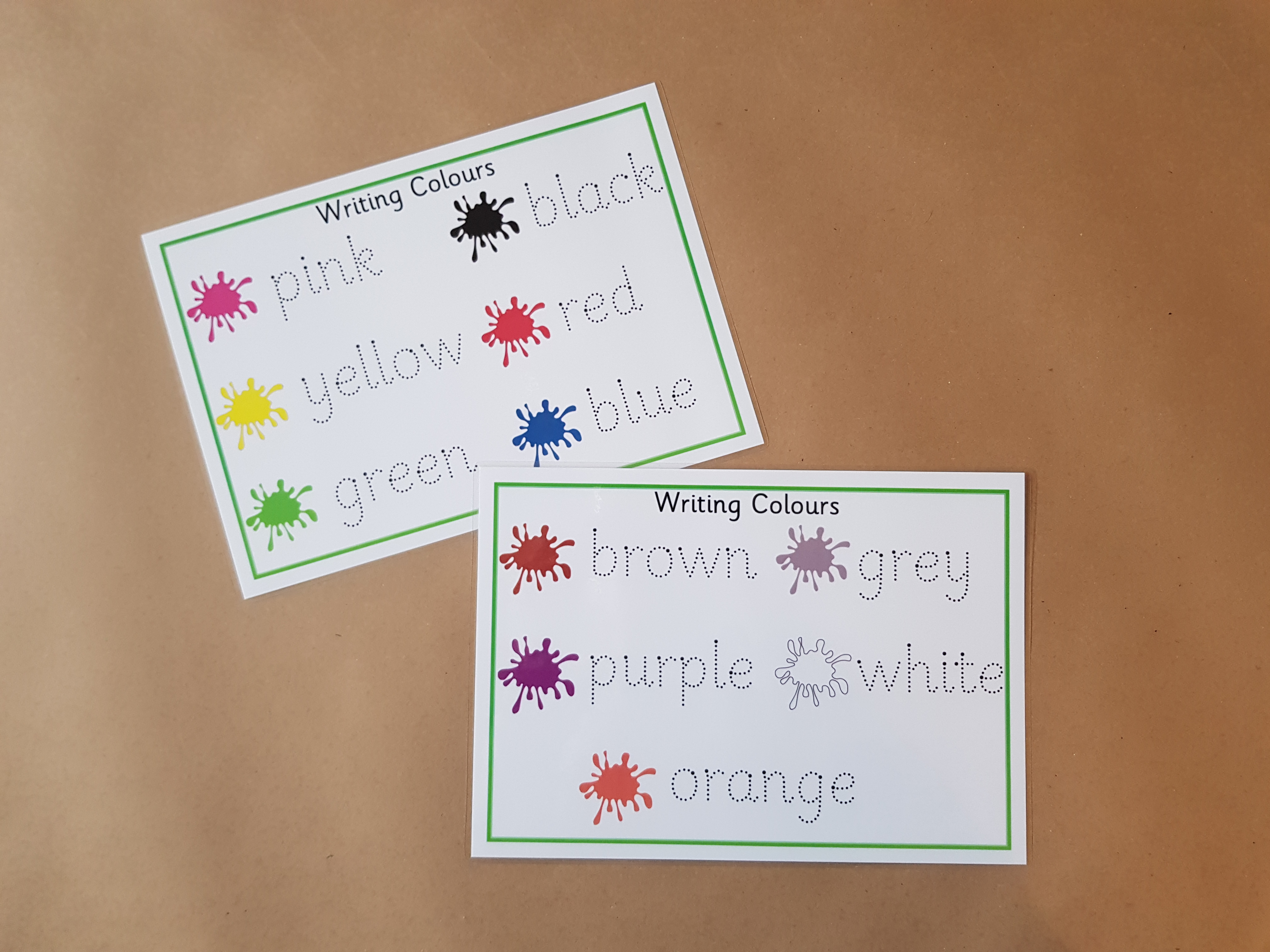 Writing colours - colours formation mat