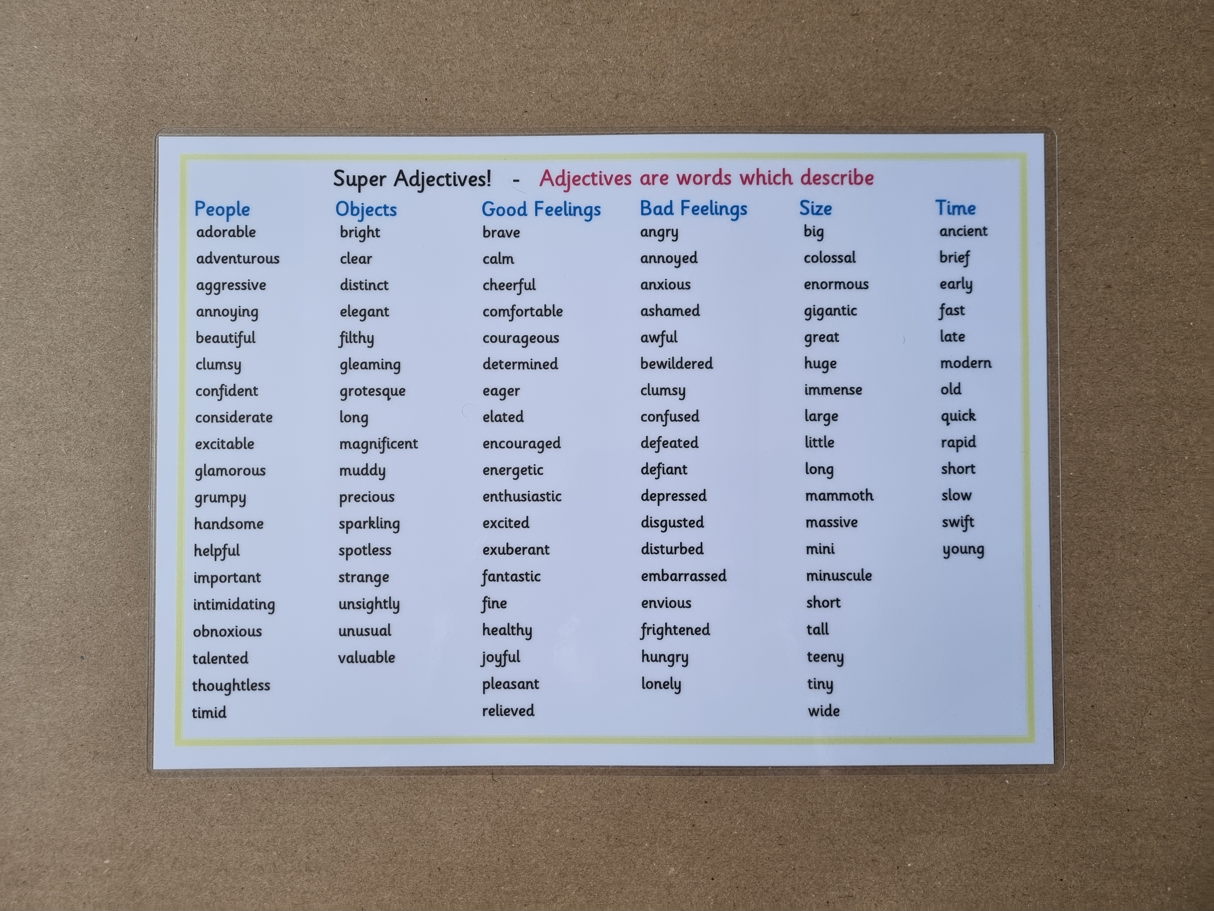 Super Adjectives KS2 word mat