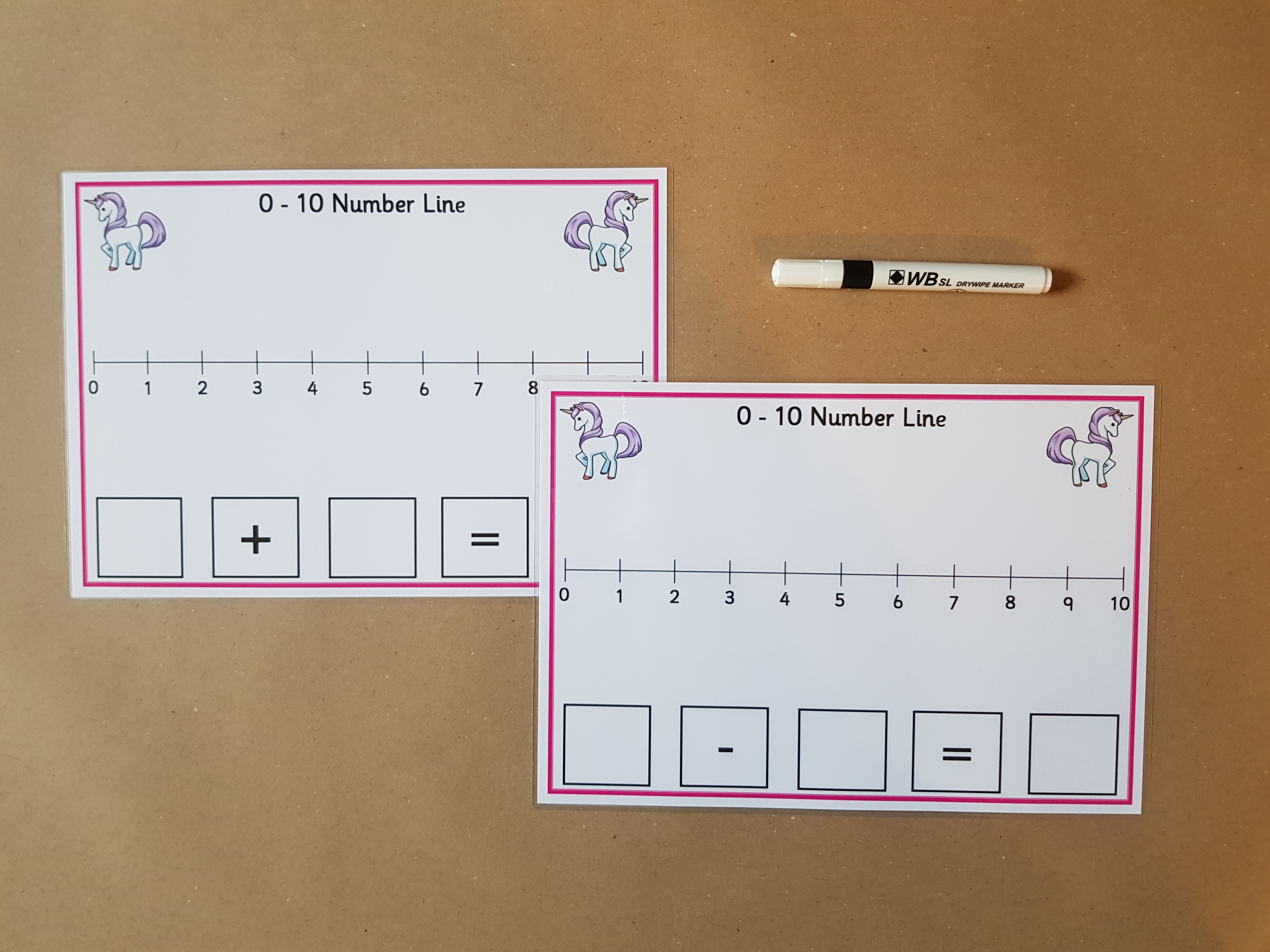 Unicorn addition and subtraction number lines - 0-10