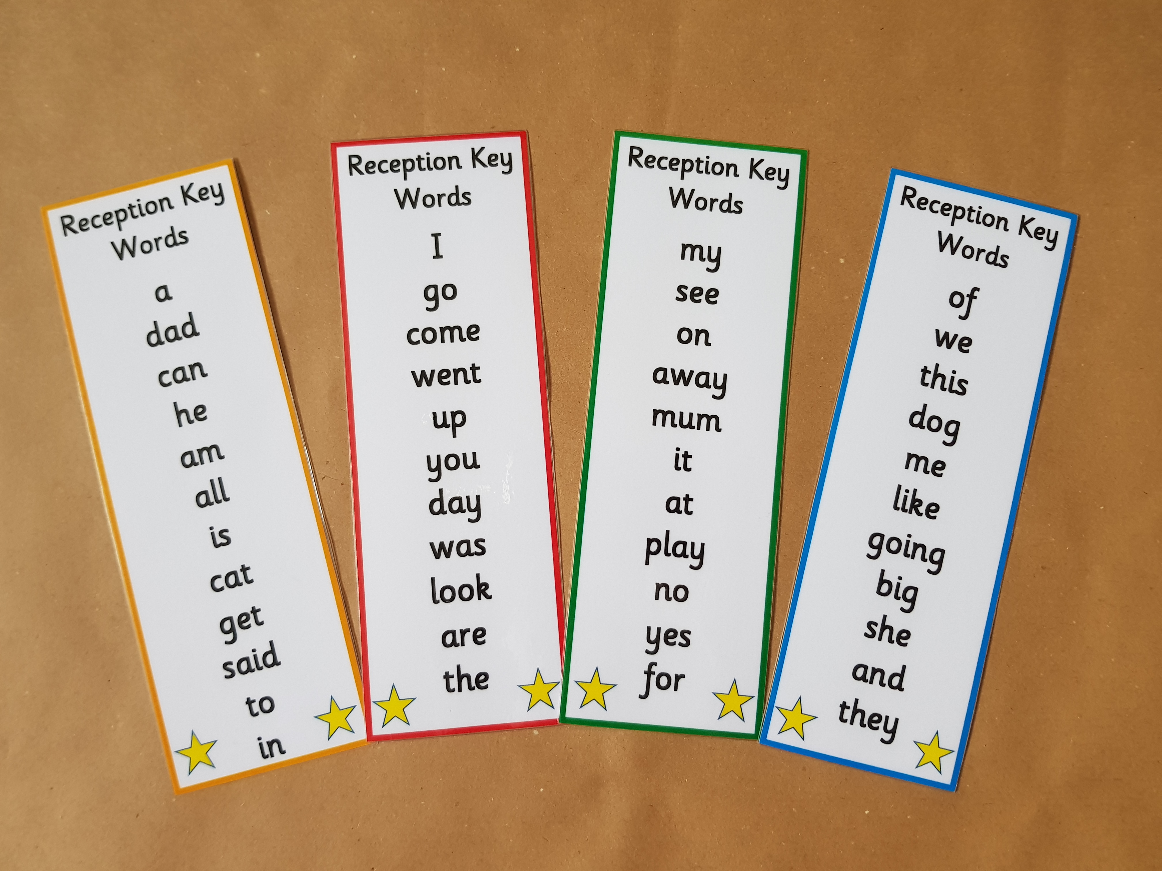 Reception Key Word Bookmarks
