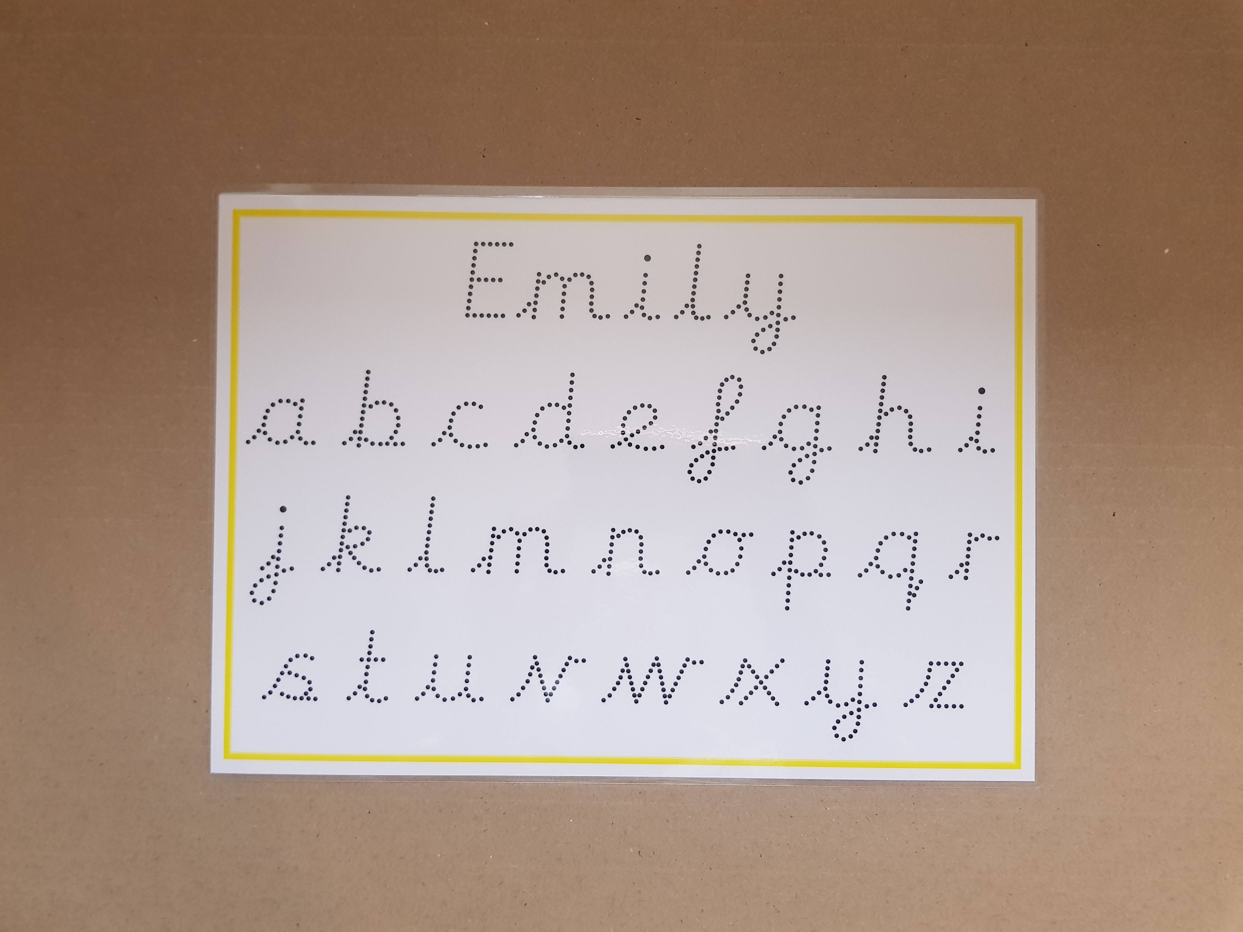 Personalised name and letters - cursive font - formation mat and dry wipe pen