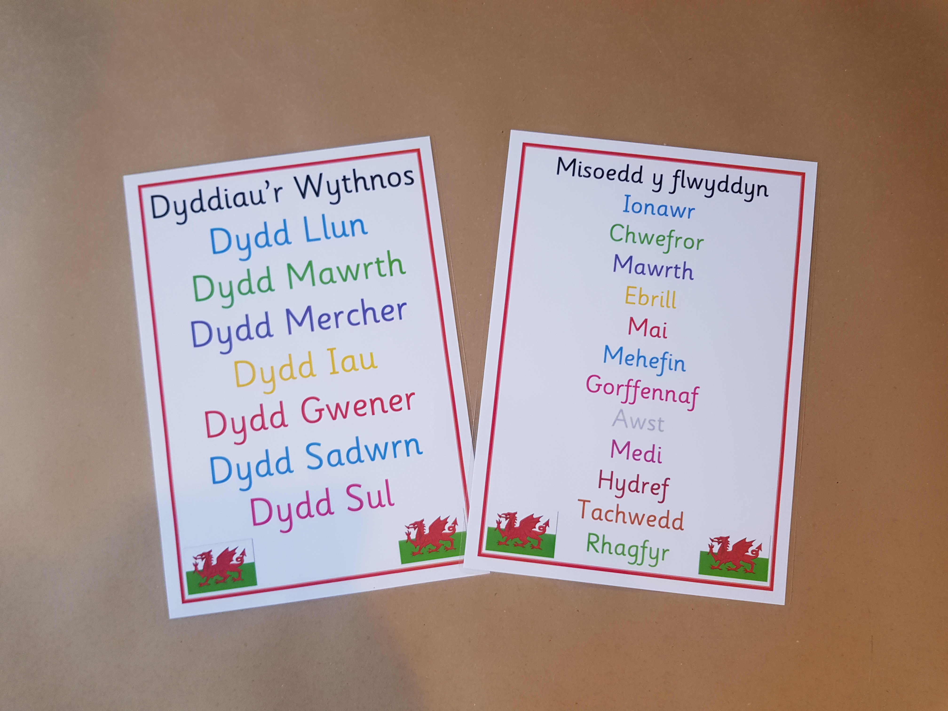 Welsh Days of the Week and Months of the Year Poster