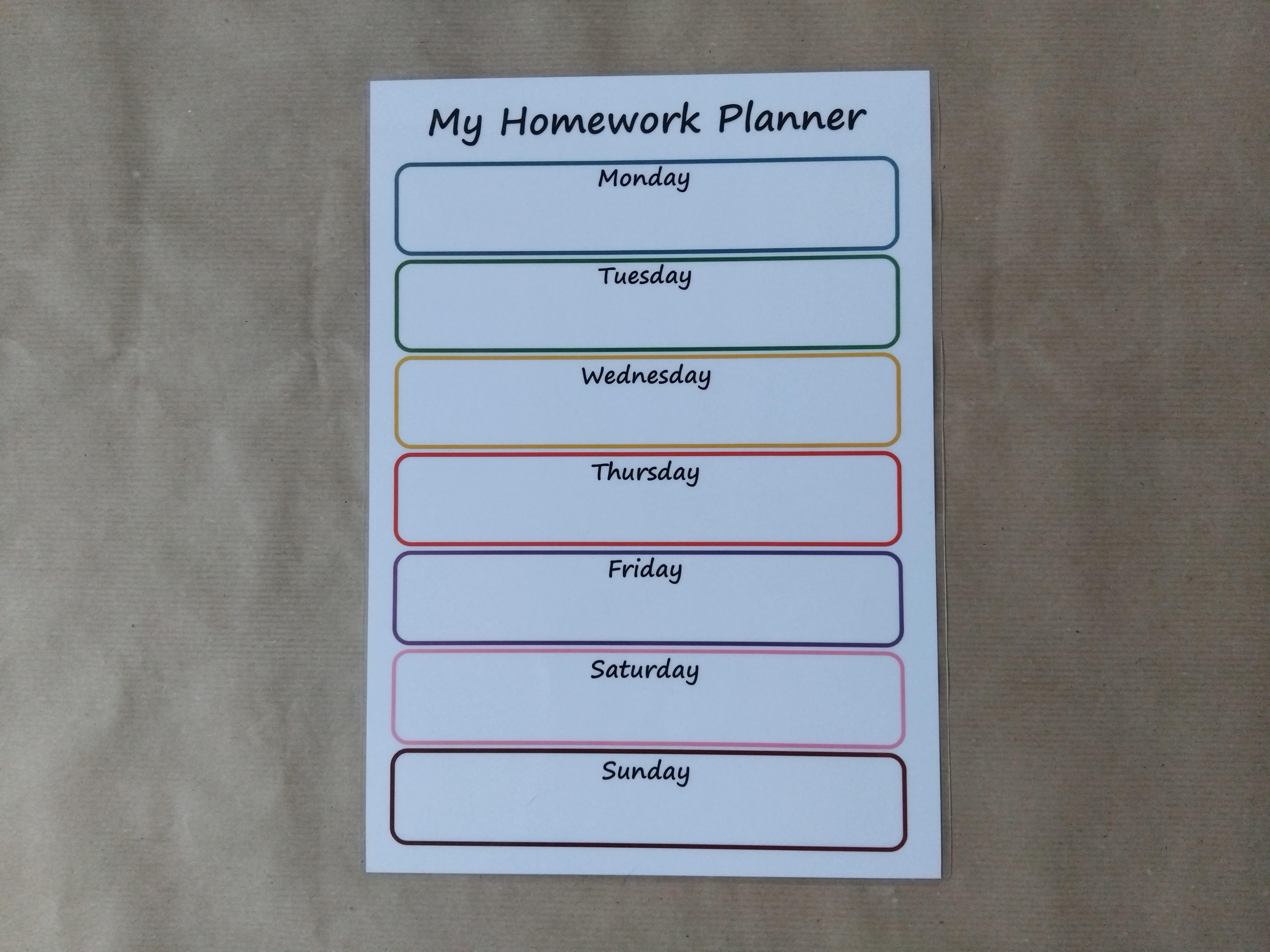 Weekly Homework Planner - Reusable