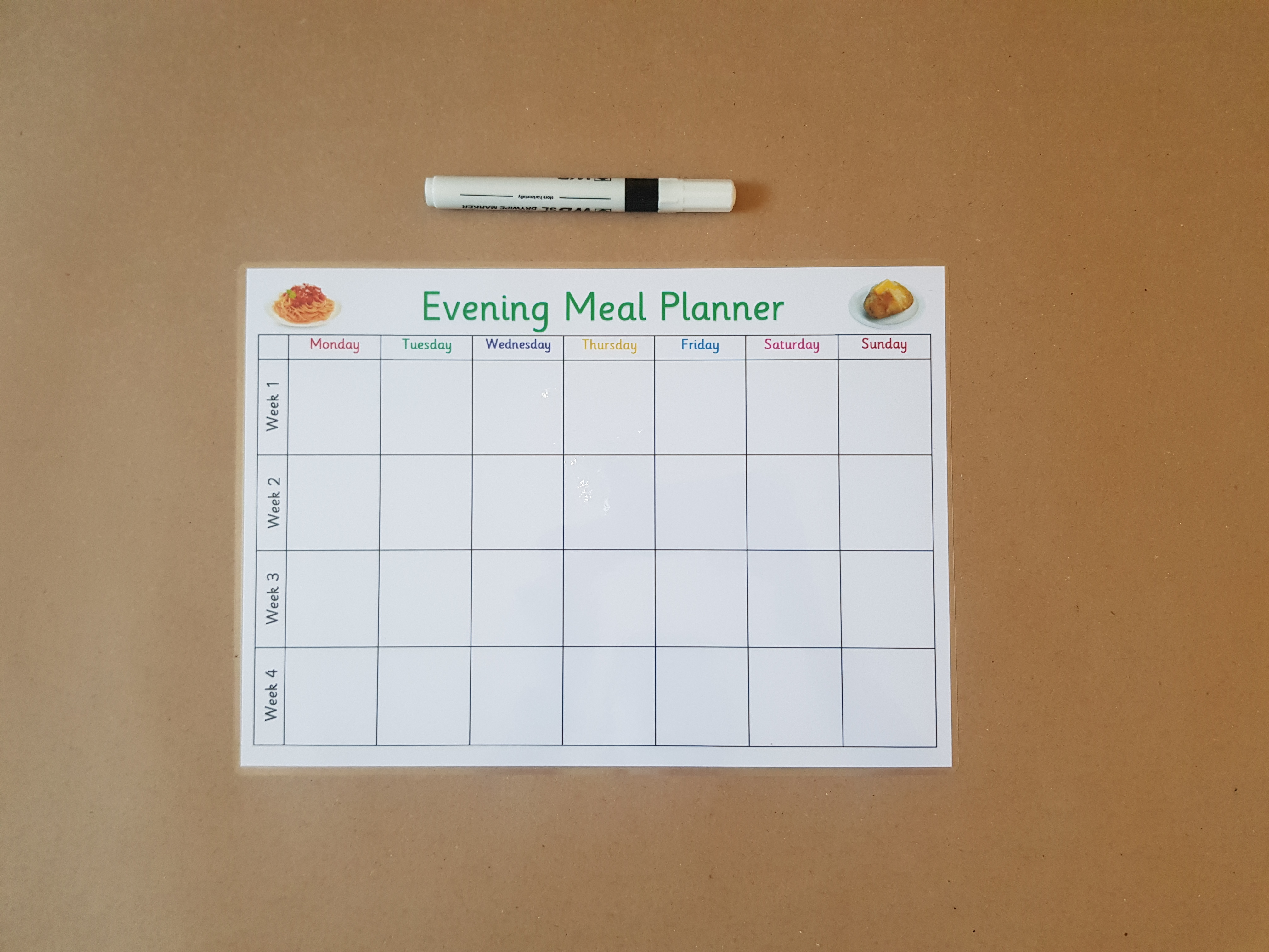 Evening Meal Planner - 4 weeks