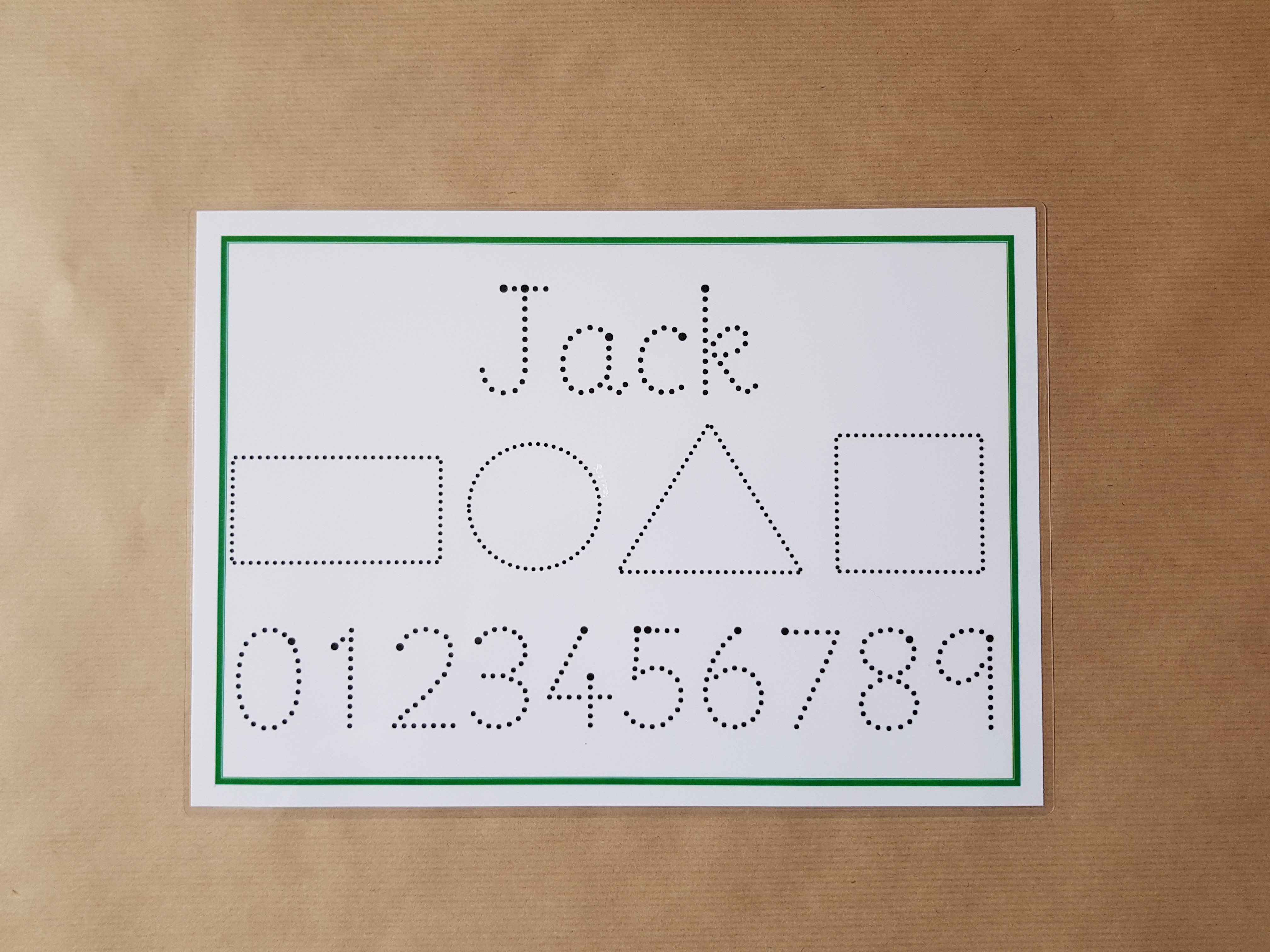 Personalised First Formation Mat, name, shapes and numbers 