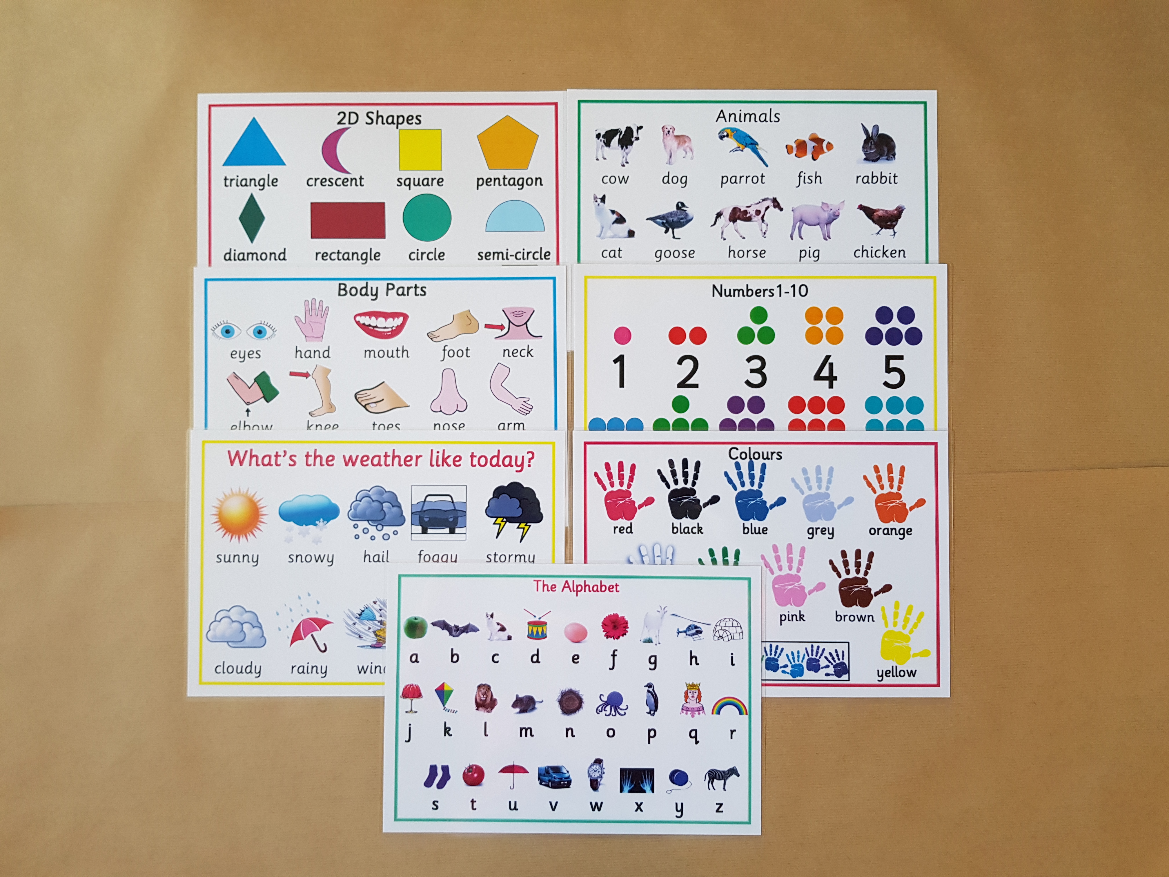 Early Learning poster bundle - 7 Laminated A4 posters