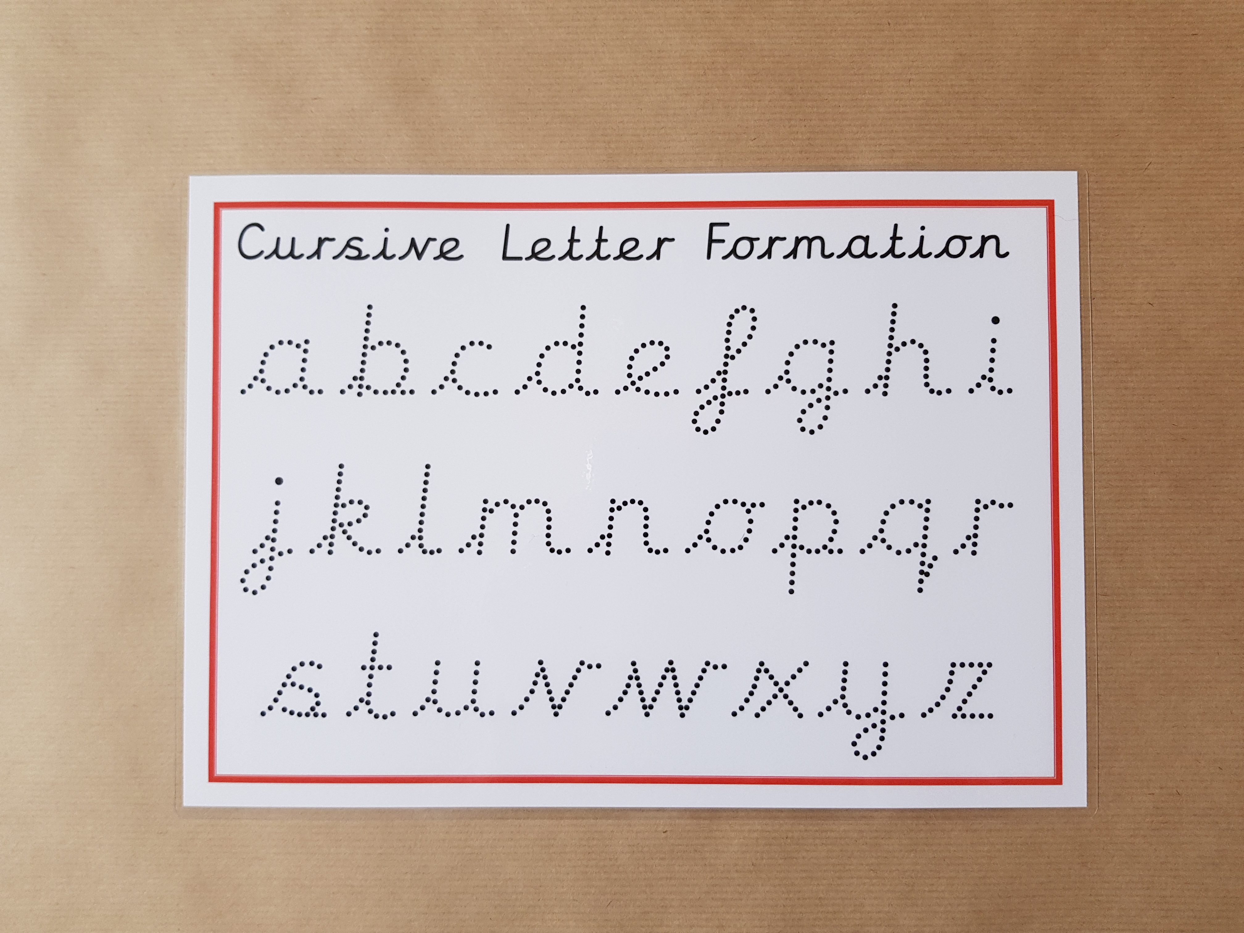 Cursive dotted letter formation 